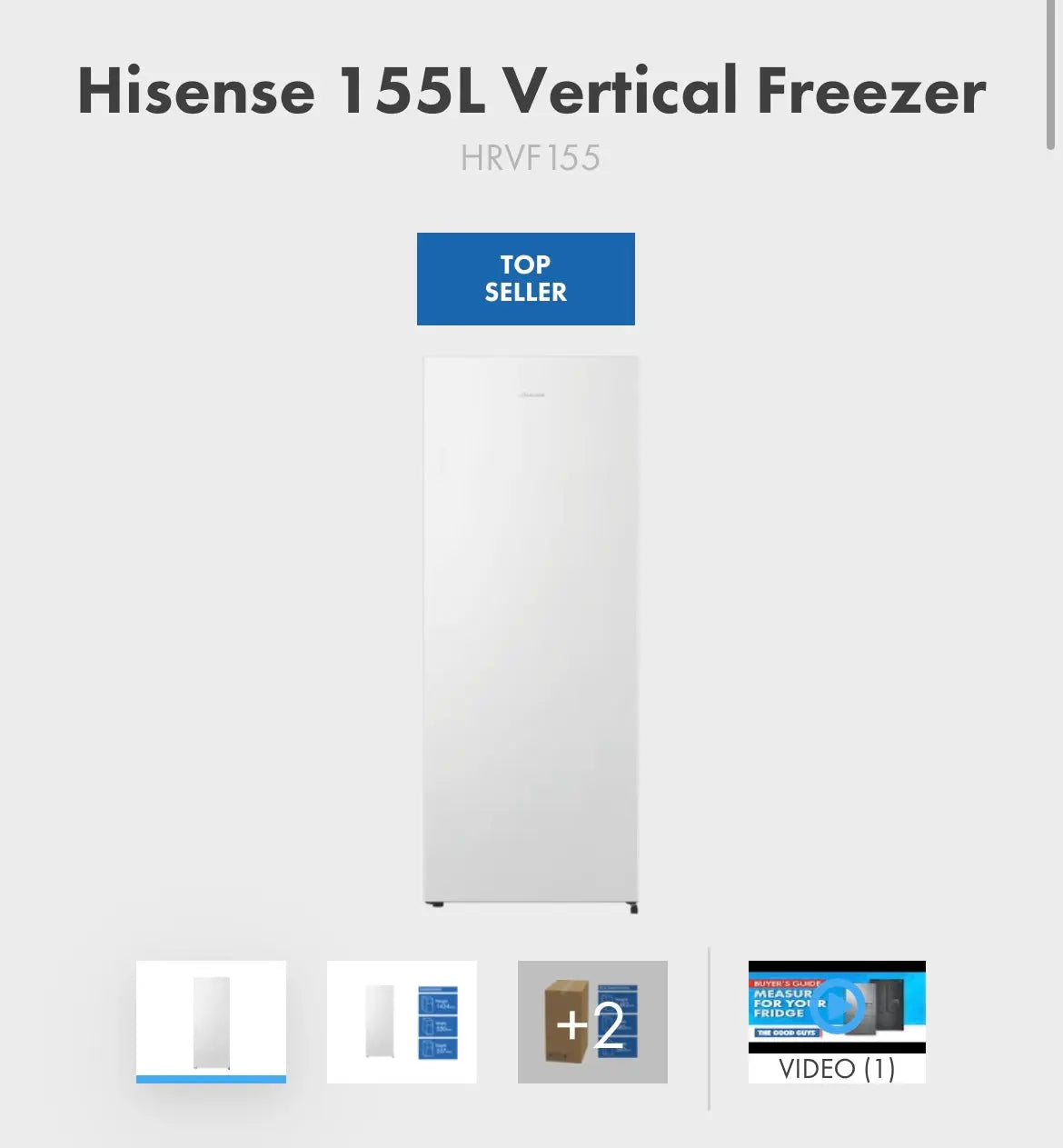 Hisense 155 litres upright freezer | ADELAIDE