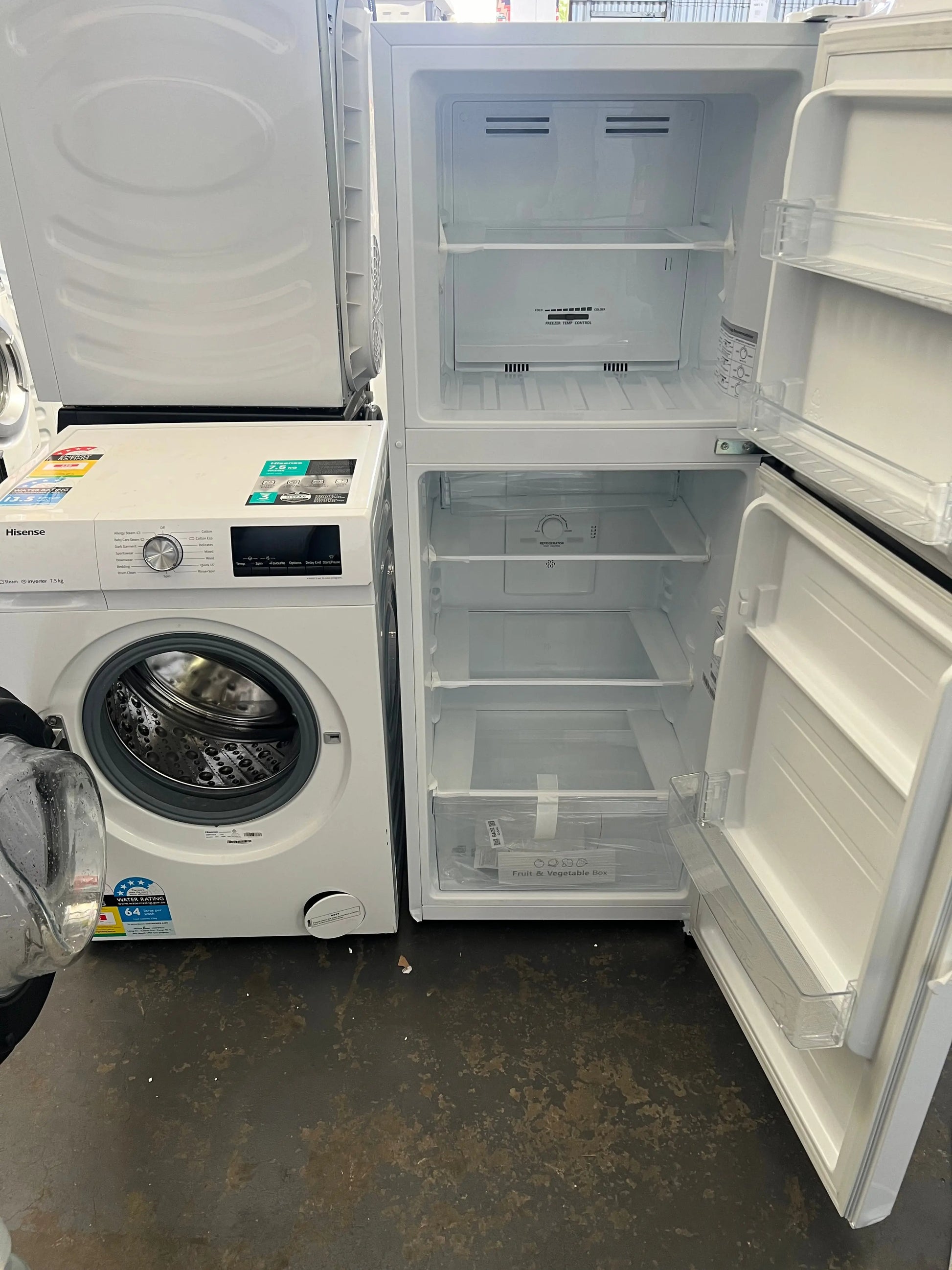 Hisense 205 Liters fridge freezer and Hisense 7.5kg washing machine | ADELAIDE