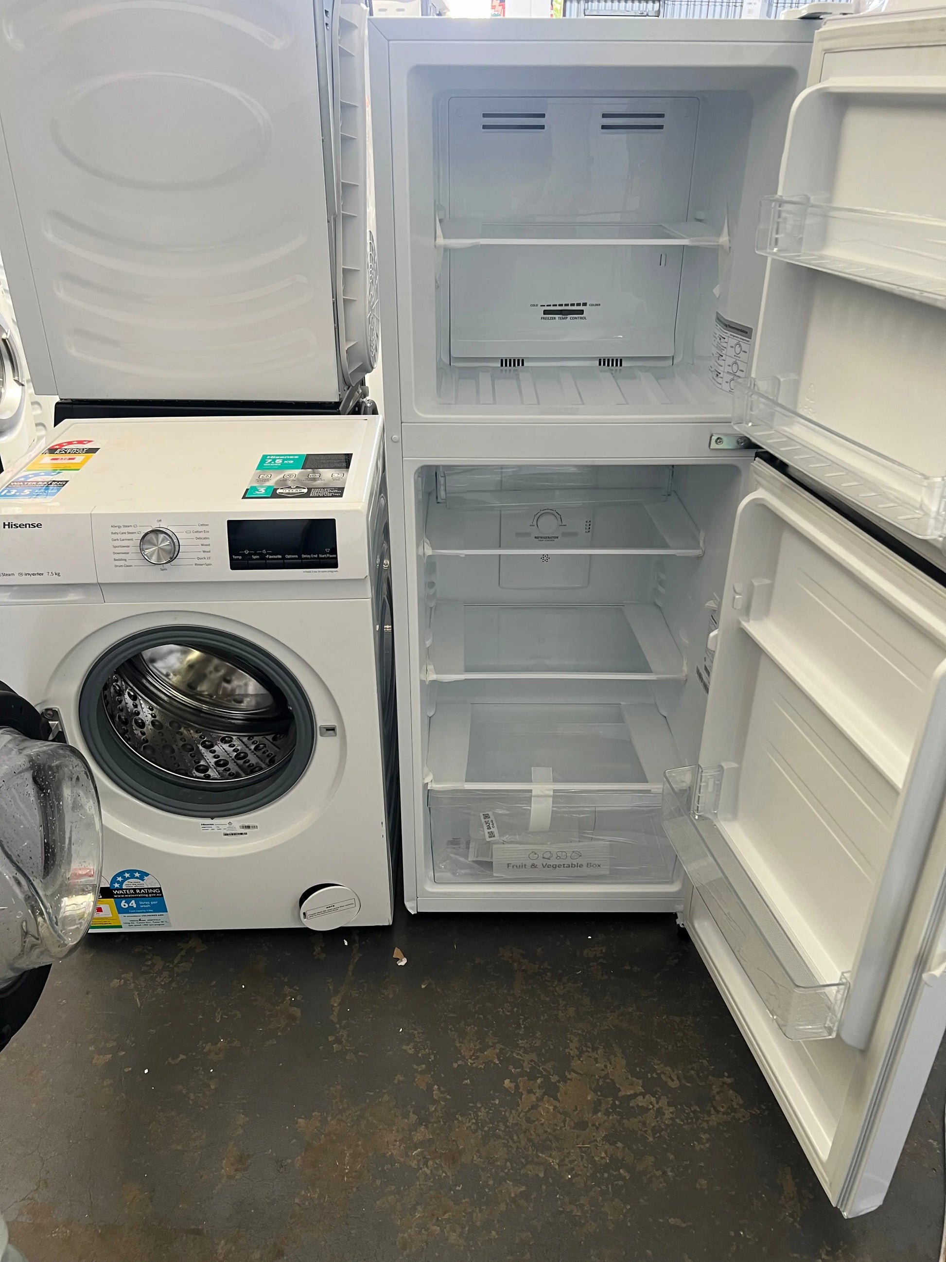 Hisense 205 Liters fridge freezer and Hisense 7.5kg washing machine | ADELAIDE