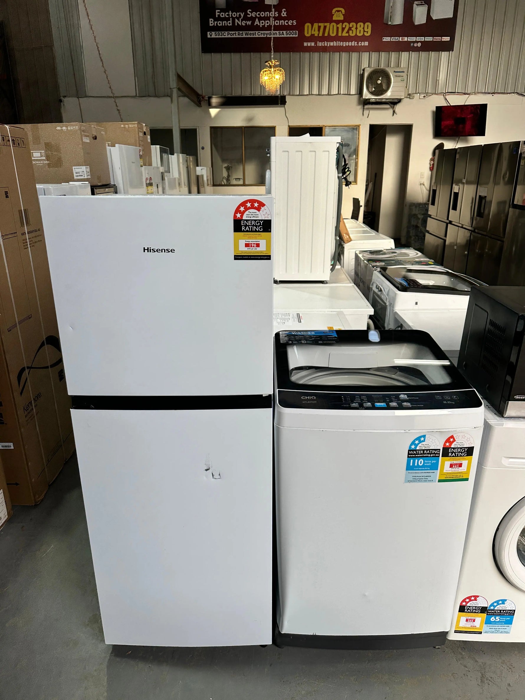 Hisense 205L Fridge & CHiQ 8kg Top Load Washer Refurbished Combo | ADELAIDE