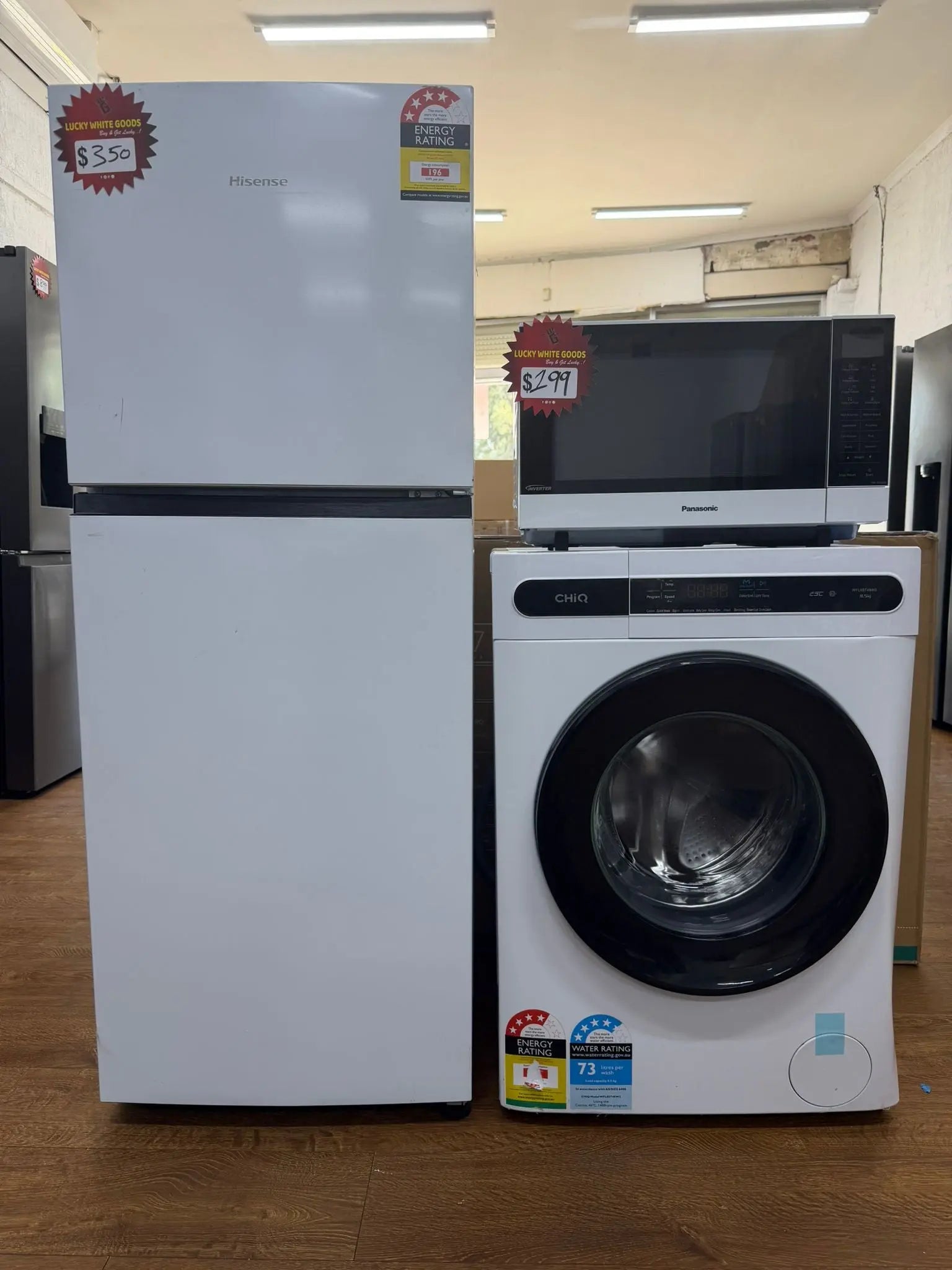 Hisense 205L Top Mount Refrigerator + CHIQ 8.5 Kg Front Load Washer + Panasonic Microwave - Combo Deal | RESERVOIR