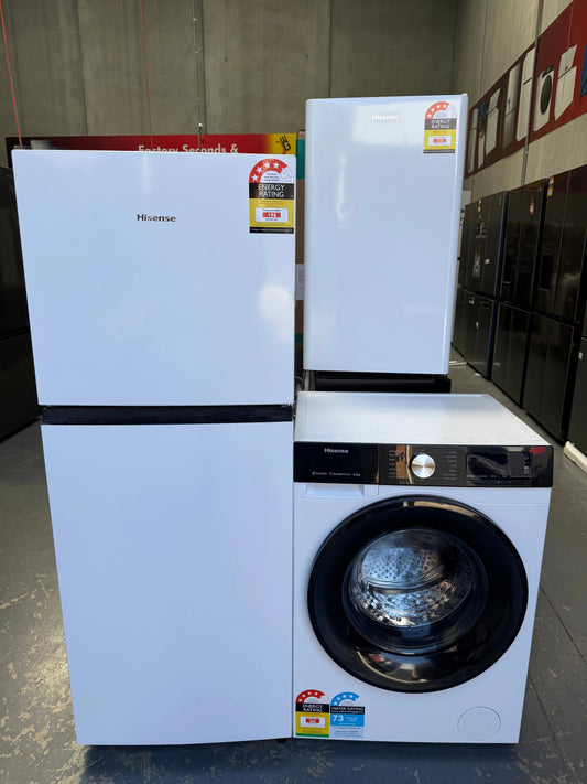 Hisense 206 L Top-Mount Fridge + 8.5 kg Front Load Washer – Factory Seconds | MELBOURNE