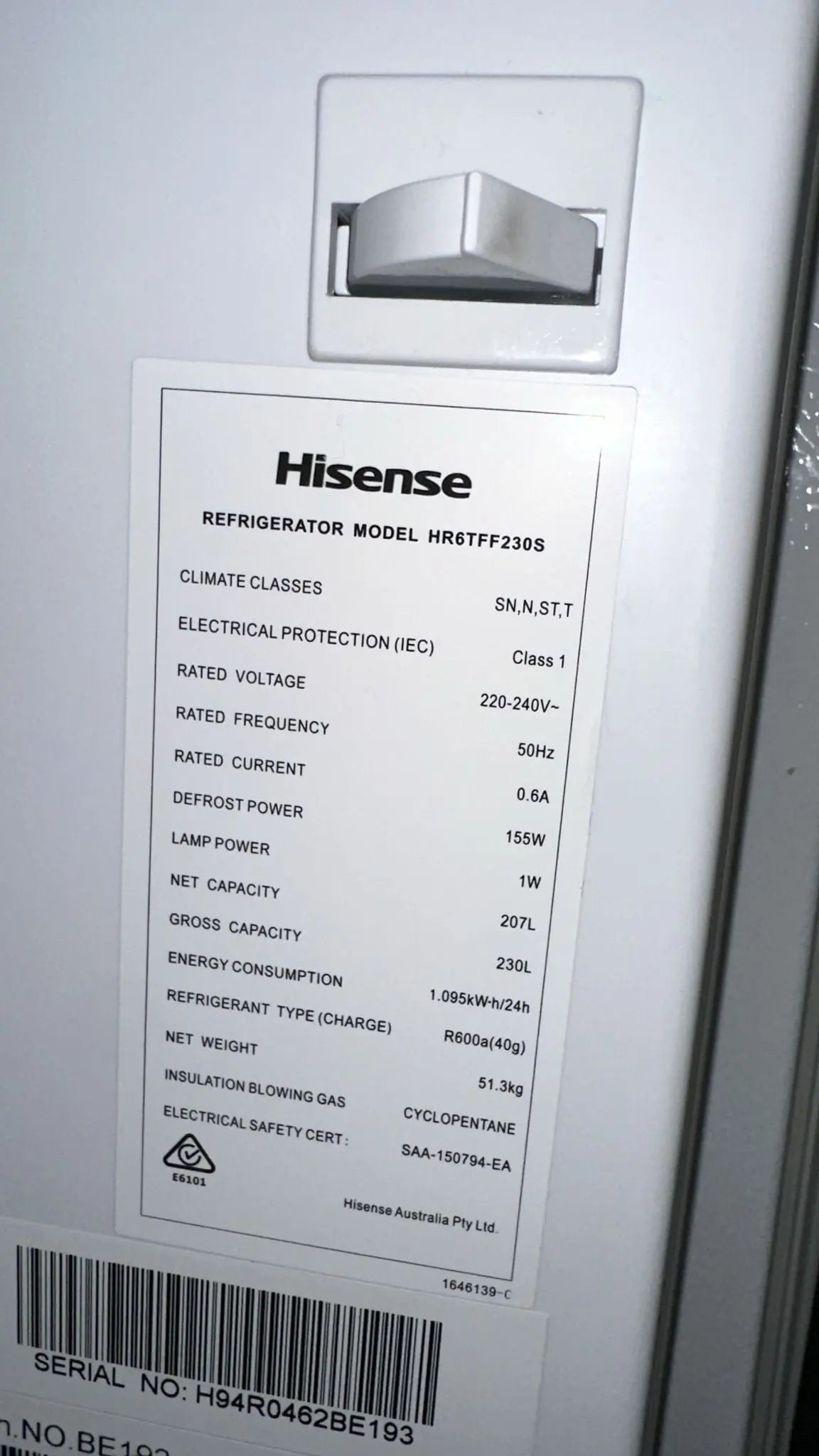 Hisense 230L Frost-Free Refrigerator - Refurbished | SYDNEY