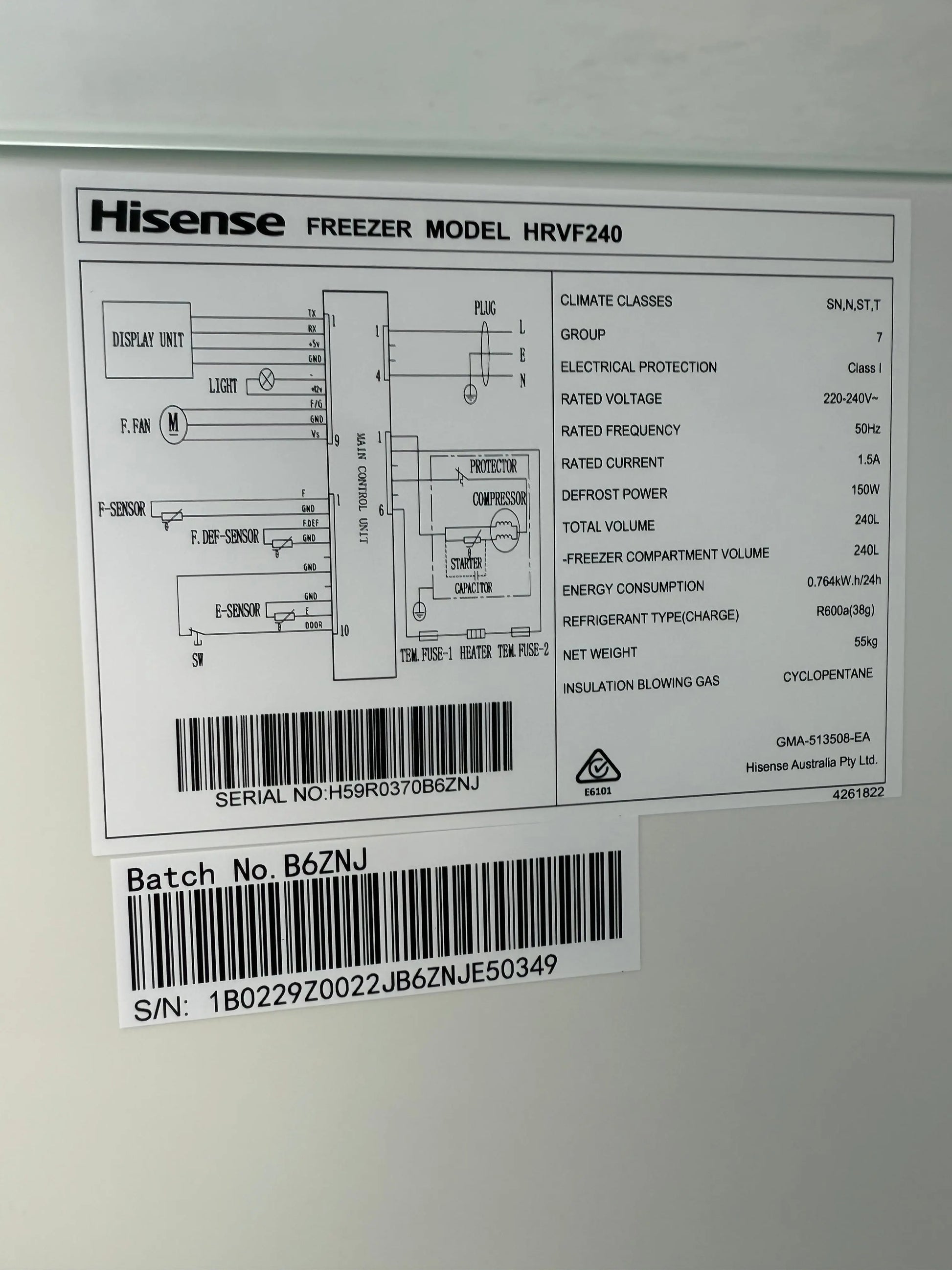 Hisense 240L Upright Freezer – Factory Seconds | HRVF240 | MELBOURNE