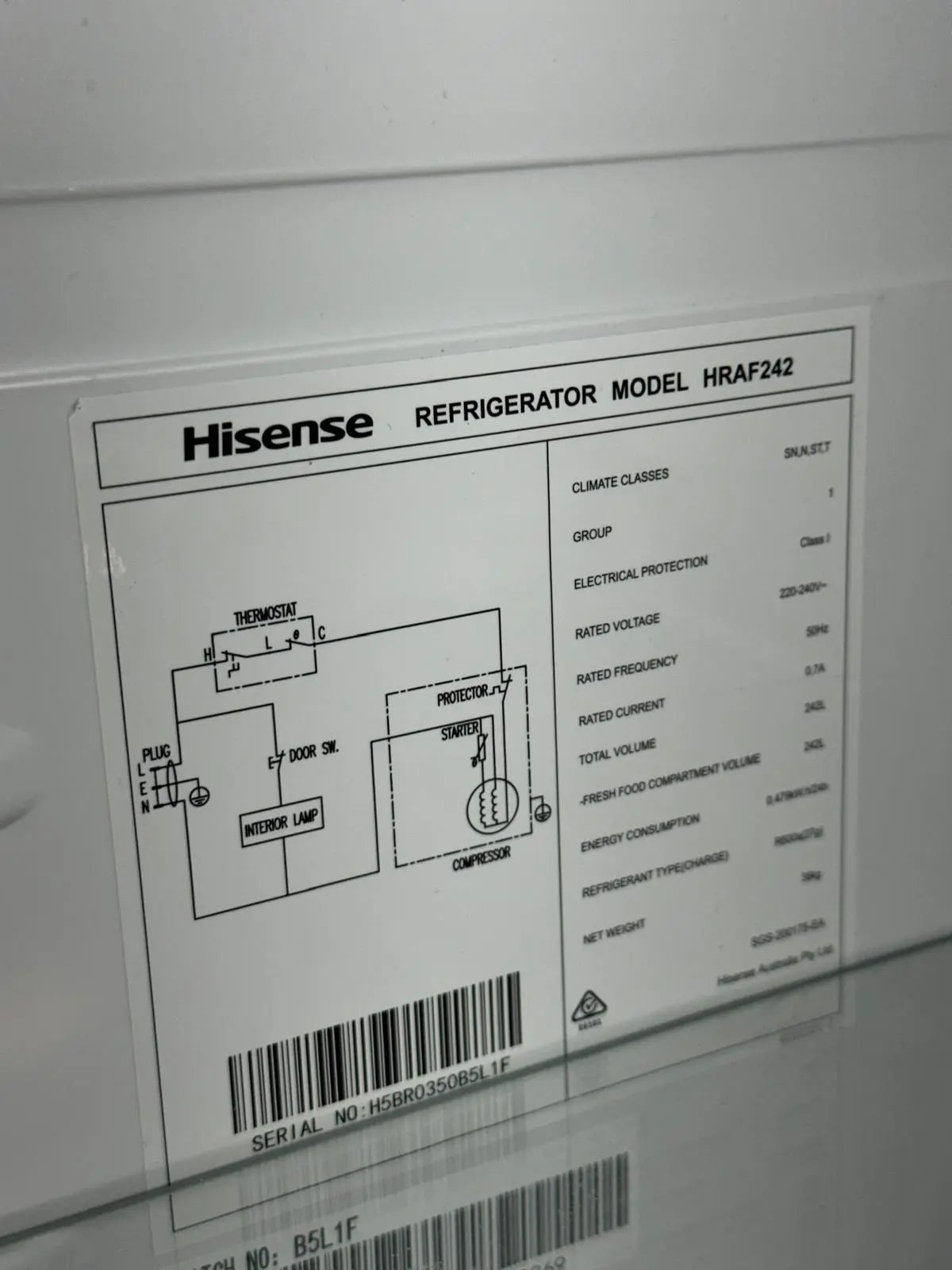 Hisense 242L Vertical Refrigerator – Factory Seconds – Great Condition | ADELAIDE