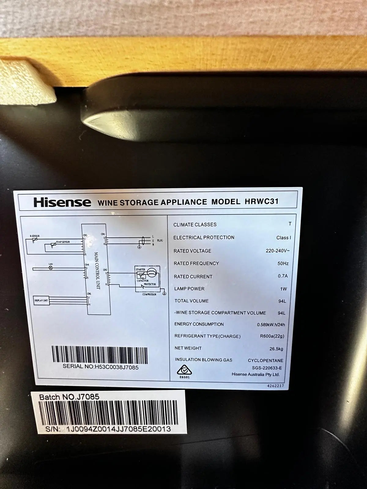 Hisense 30 Bottle Wine Cooler – Factory Seconds | ADELAIDE