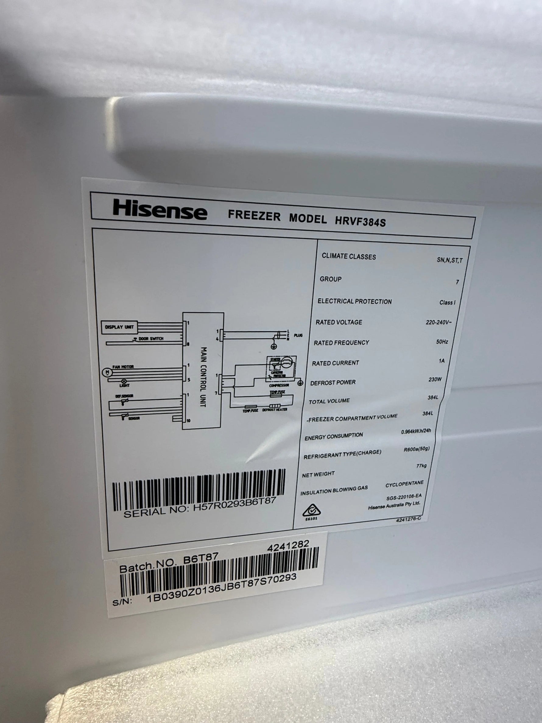 Hisense 384L French Door Fridge Freezer– Factory Seconds | HRVF384S | MELBOURNE