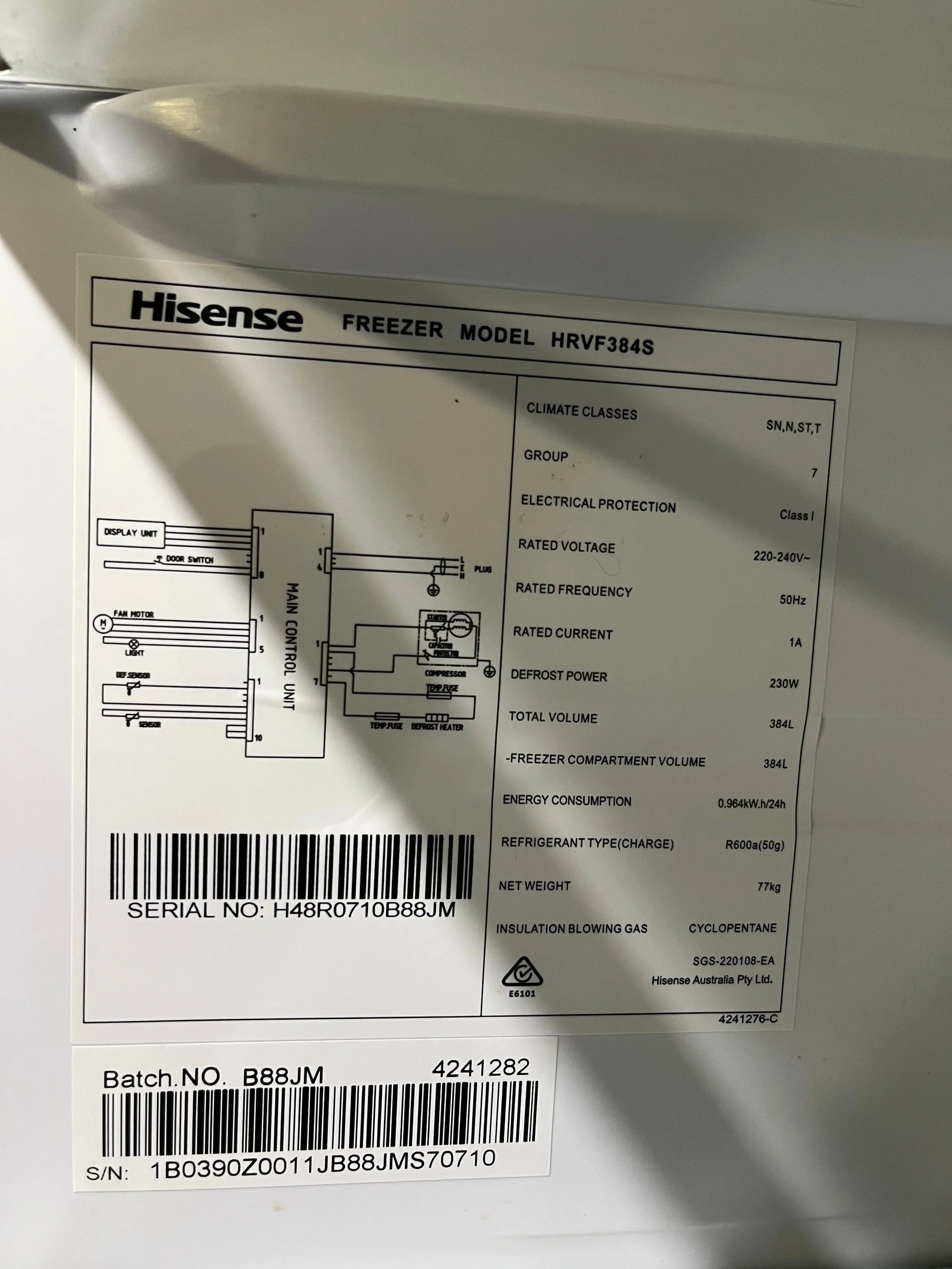 Hisense 384L Upright Hybrid Freezer HRVF384S – Stainless Steel, Convertible Fridge/Freezer, No Frost | ALEXANDRIA