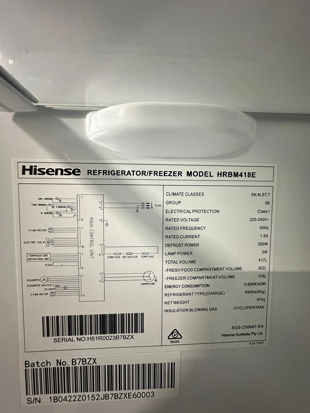 Hisense 417L EcoVision PureFlat Bottom Mount Refrigerator – Refurbished | ADELAIDE