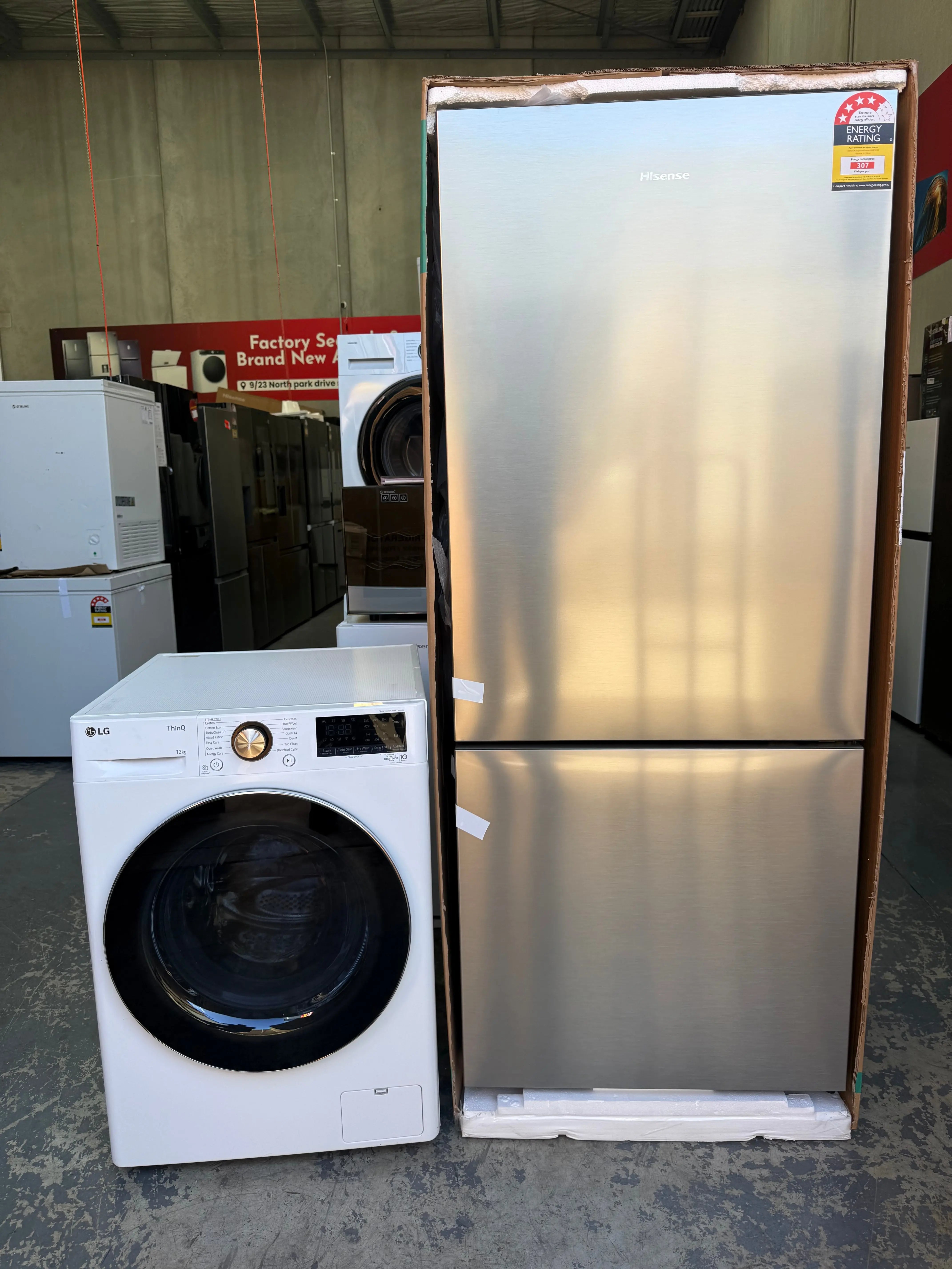 Hisense 418L bottom mount fridge+ Lg 12 kg washing machine | MELBOURNE