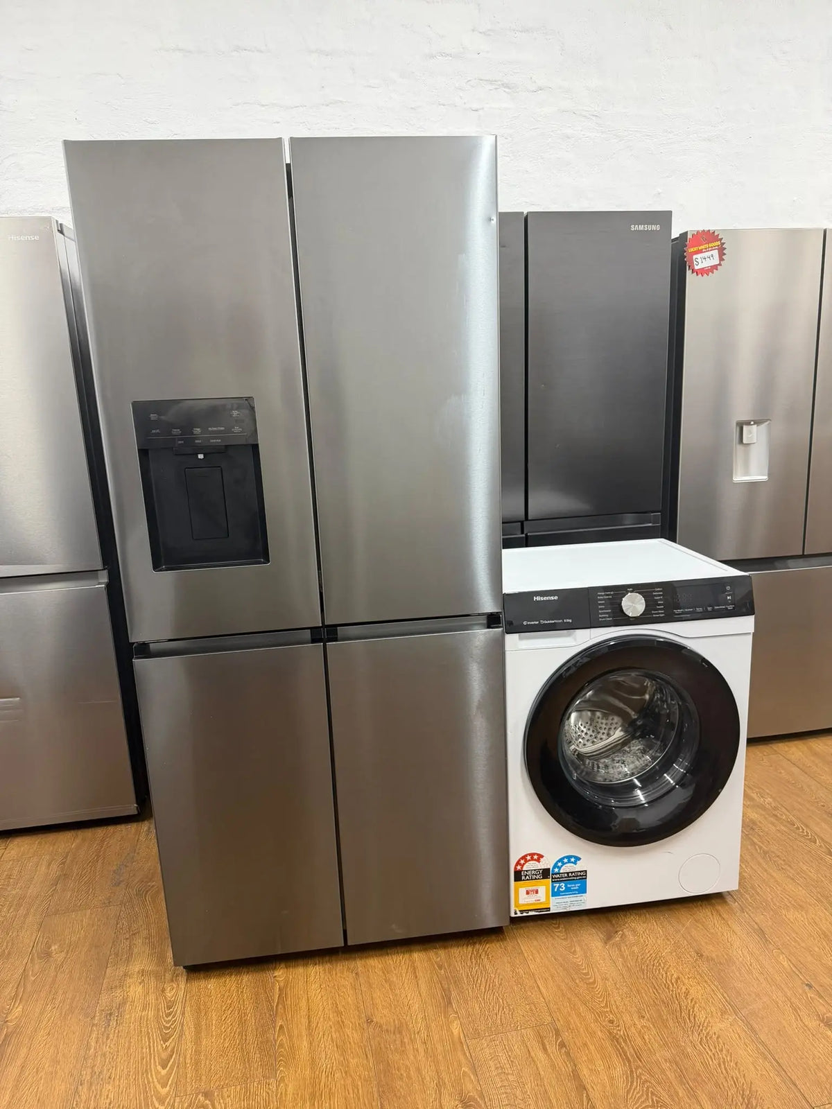 Hisense 483L French Door Fridge + 8.5kg Front Load Washer Combo – Refurbished | Lucky white goods
