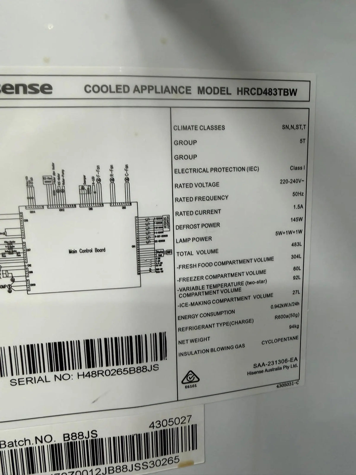 Hisense 483L French Door Fridge + 8.5kg Front Load Washer Combo – Refurbished | Lucky white goods