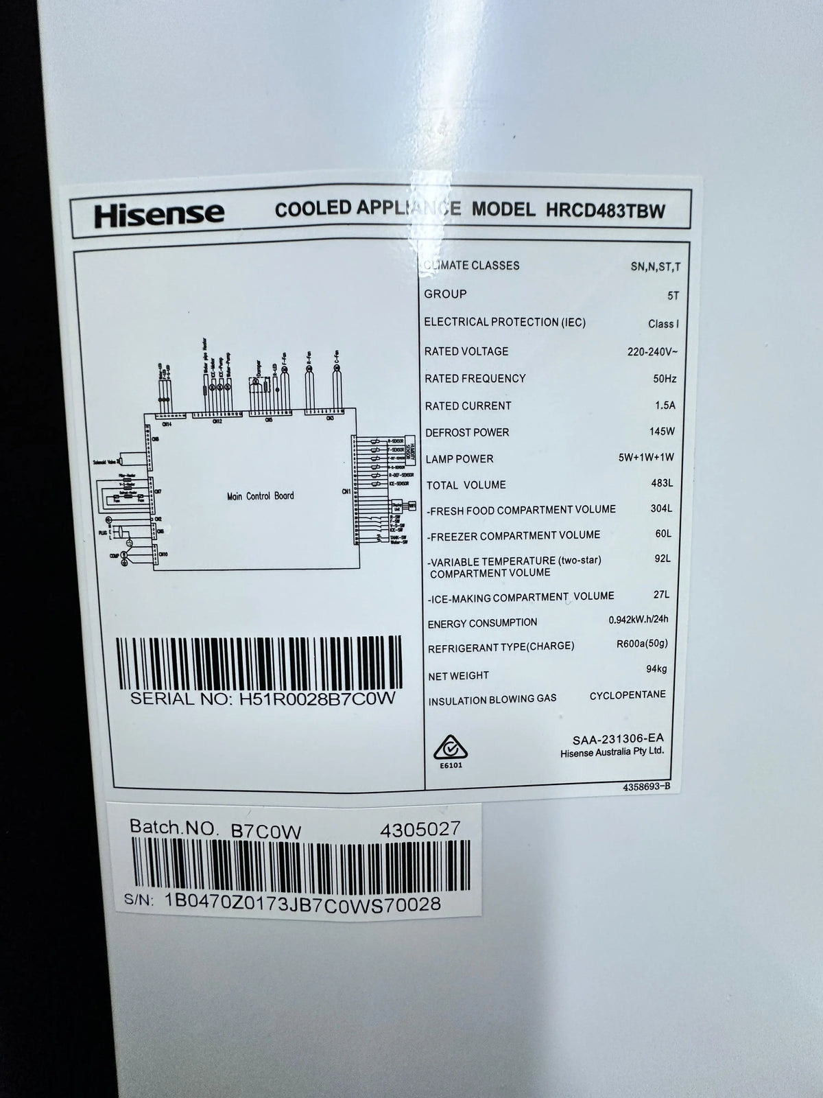 Hisense 483L Quad Door Refrigerator with Water and Ice – Near-New | ADELAIDE