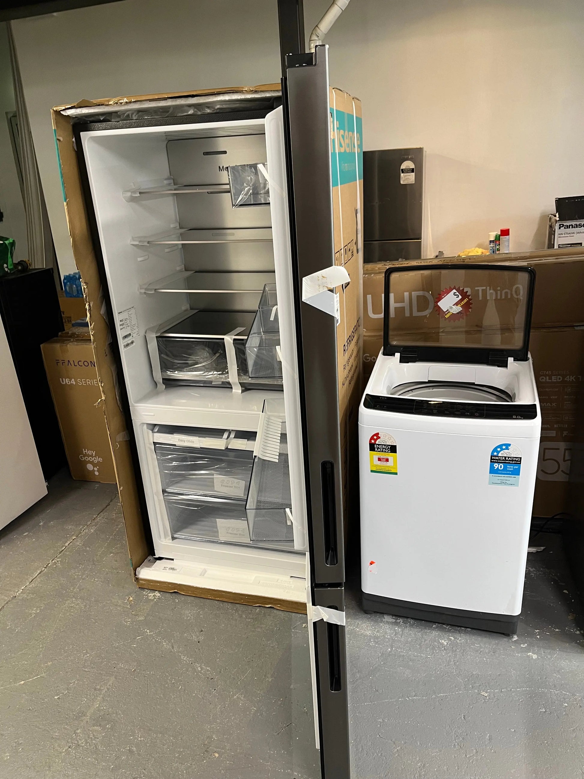 Hisense 503 ltr bottom mount fridge  freezer And TCL 8 kg top loader | ALEXANDRIA