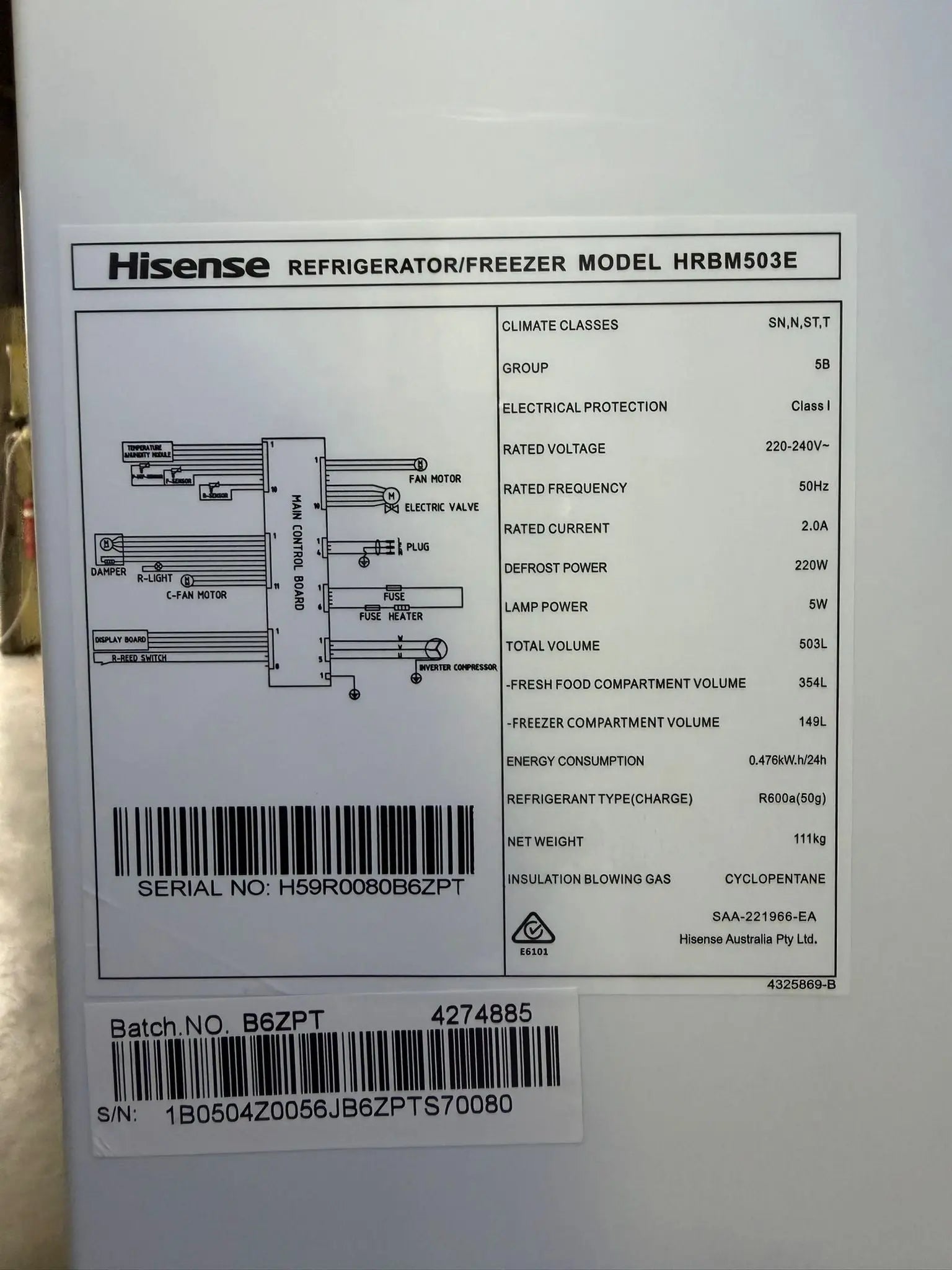 Hisense 503L Bottom Mount Fridge Freezer – HRBM503E | Refurbished | BRISBANE