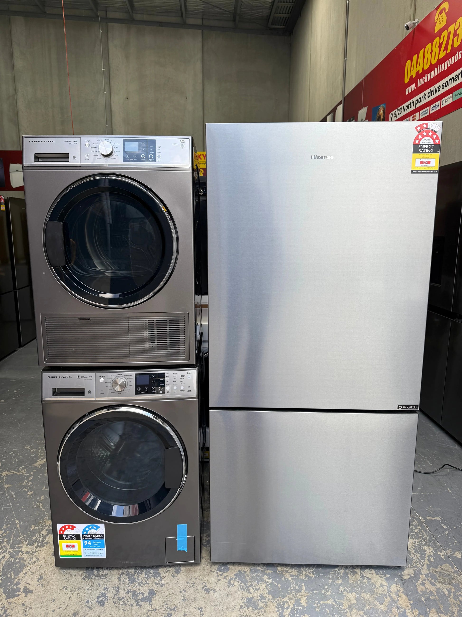 Hisense 503L Bottom Mount Fridge – Fisher & Paykel 11kg Front Load Washer-Fisher & Paykel 9kg Heat Pump Dryer | MELBOURNE