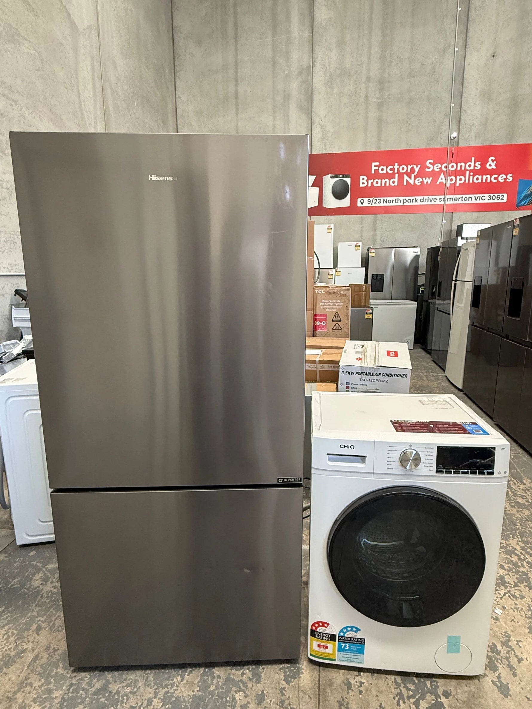 Hisense 503L Fridge + ChiQ 8.5kg Front Load Washing Machine Bundle – HRBM503E & WFL85PL48W1 | MELBOURNE