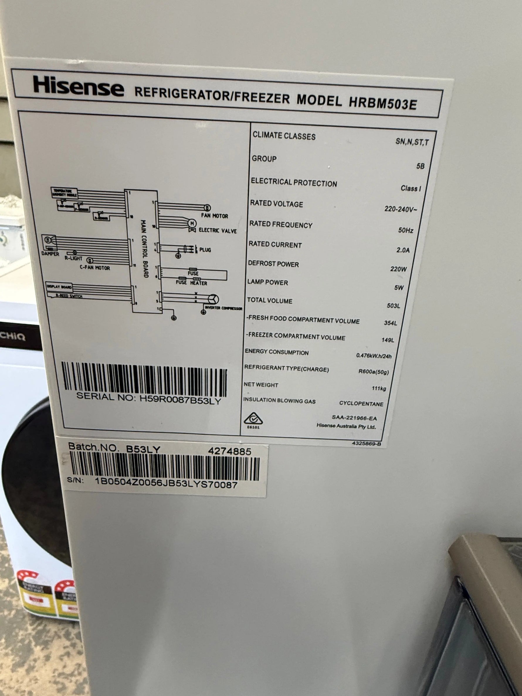 Hisense 503L Fridge + ChiQ 8.5kg Front Load Washing Machine Bundle – HRBM503E & WFL85PL48W1 | MELBOURNE
