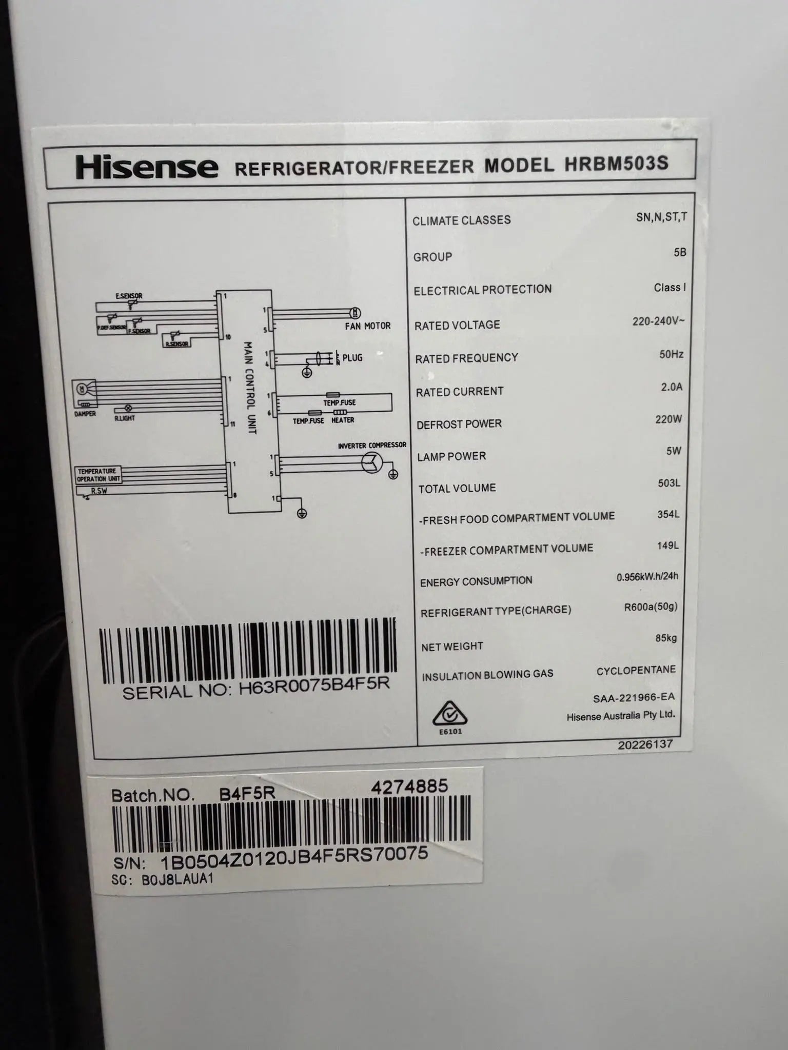 Hisense 503L Refurbished Bottom Mount Fridge Freezer | BRISBANE