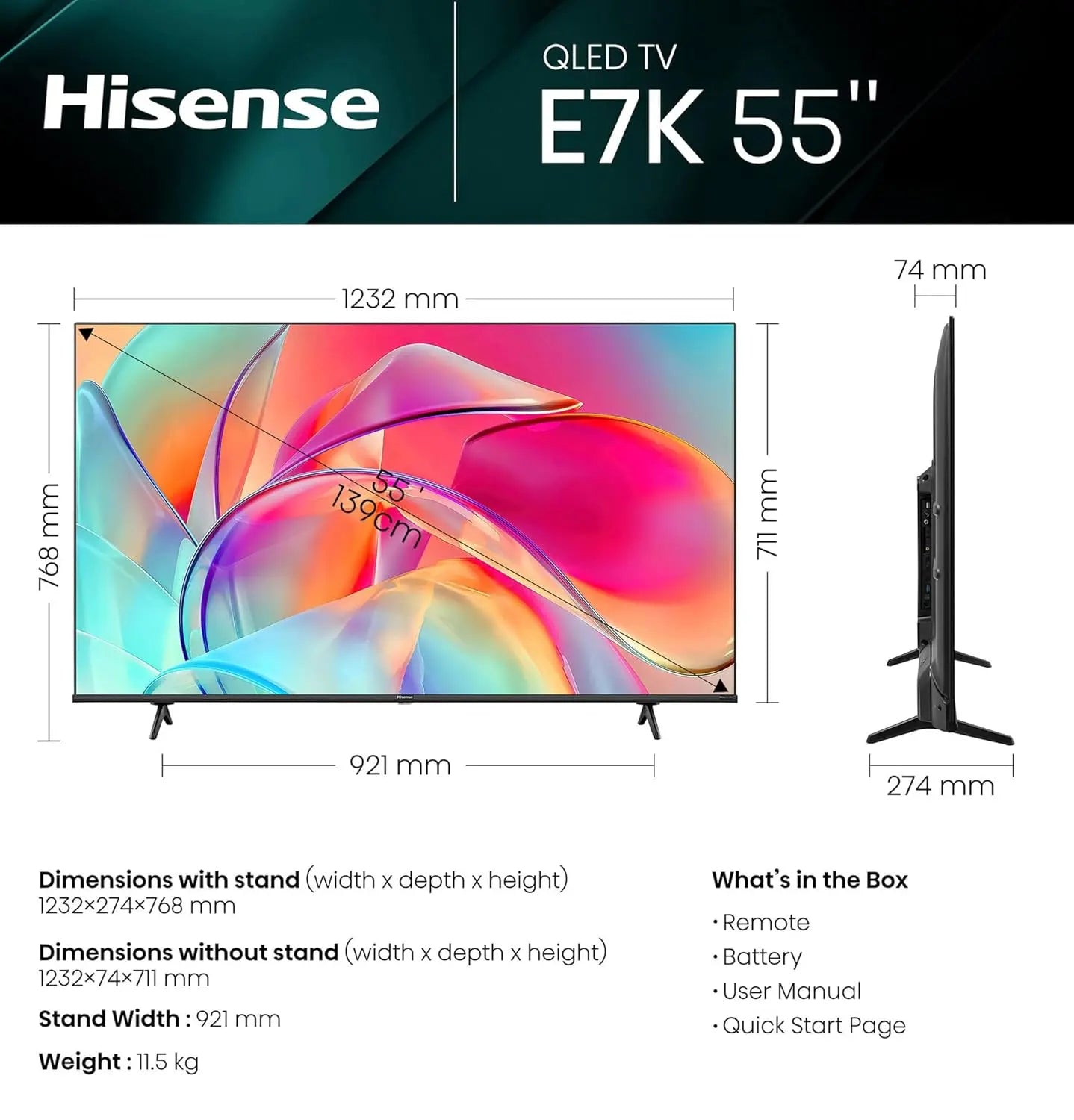 Hisense 55-Inch A7KAU 4K QLED Smart TV – Refurbished | SYDNEY