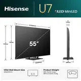 Hisense 55U7QAU 55" 4K ULED Mini-LED Smart TV Refurbished | RESERVOIR