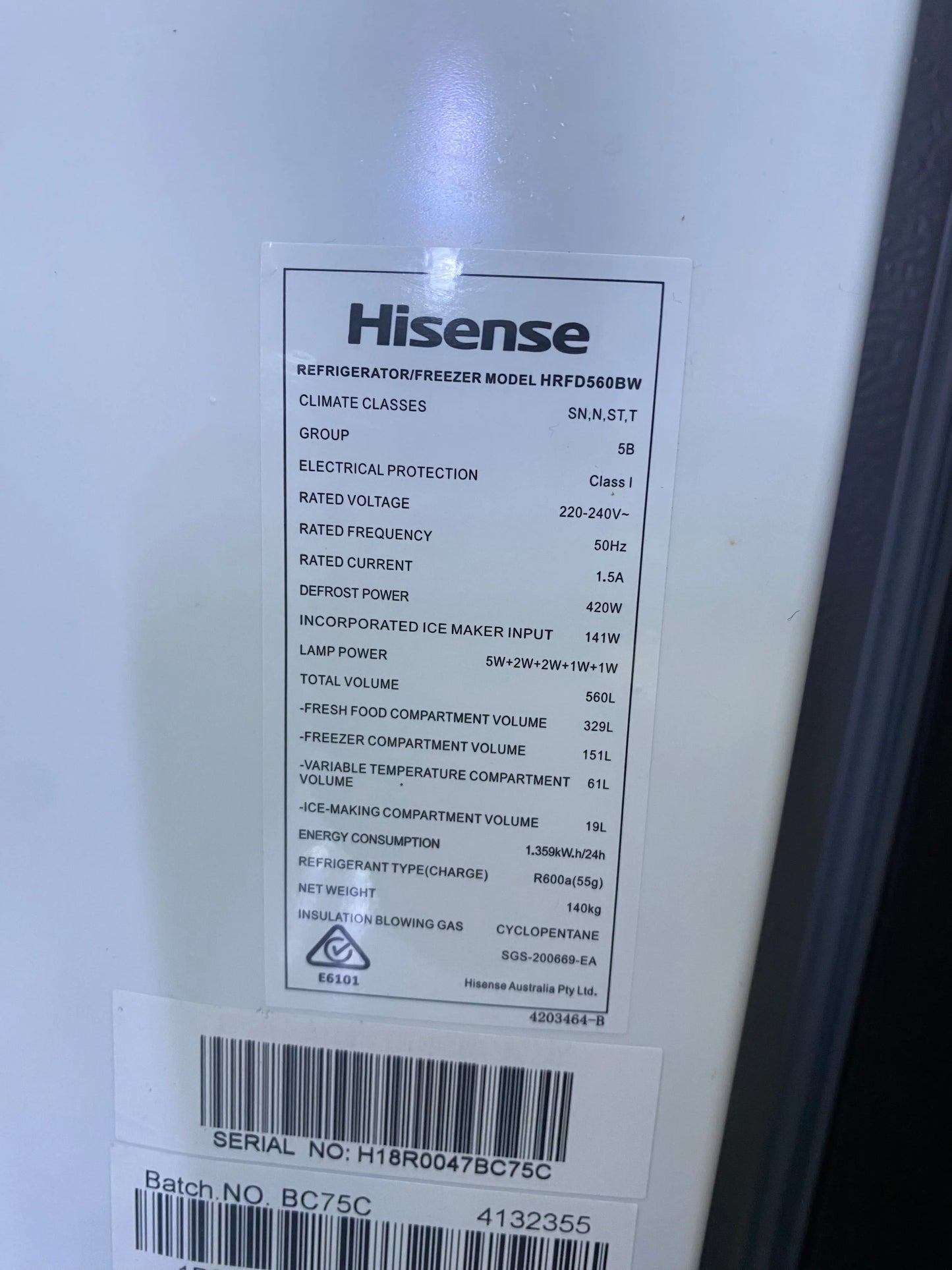 Hisense 560 Litres Fridge Freezer | PERTH