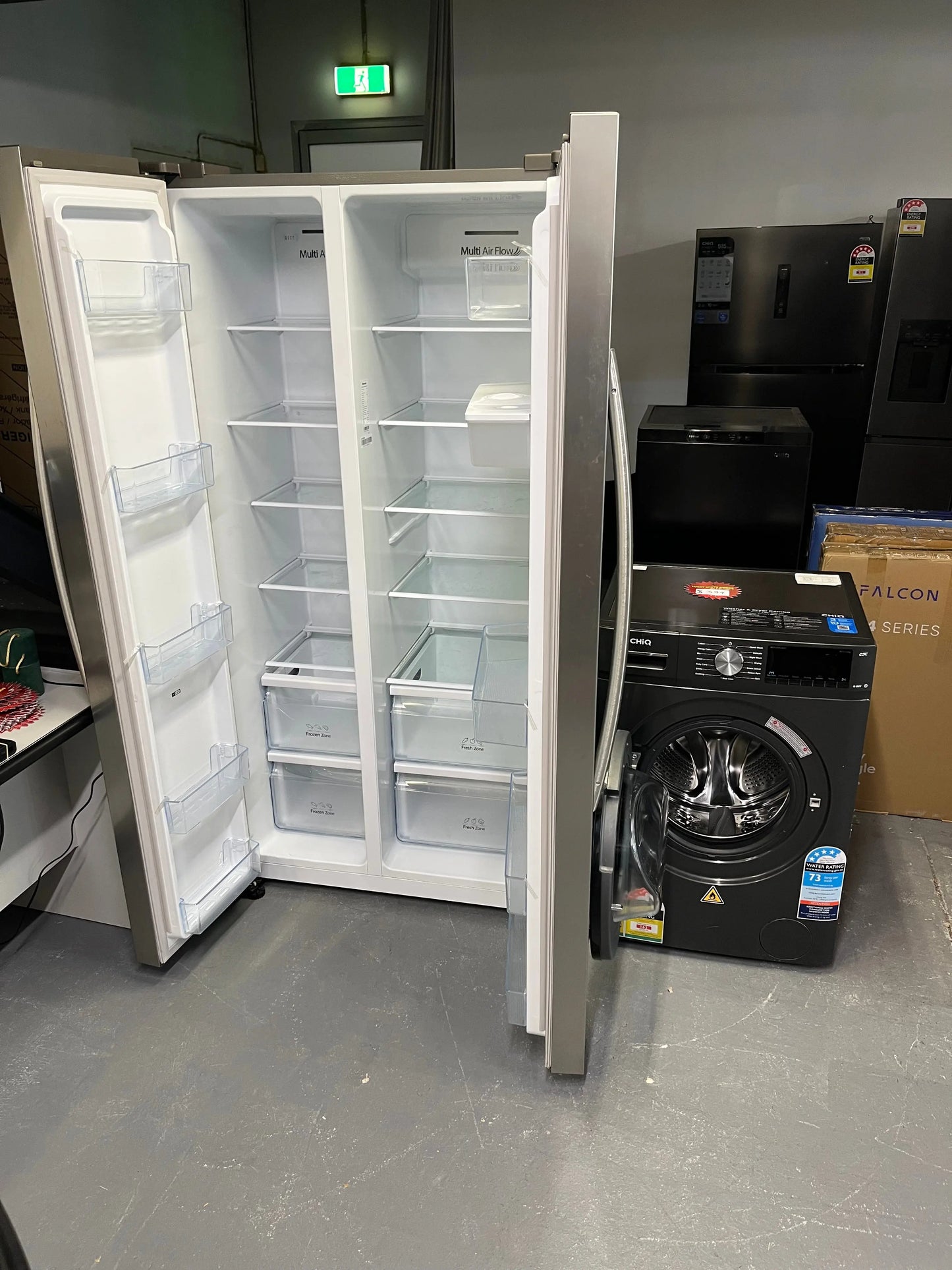 Hisense 578 ltr side by side door fridge freezer and chiq 8.5 kg front loader machine | ALEXANDRIA