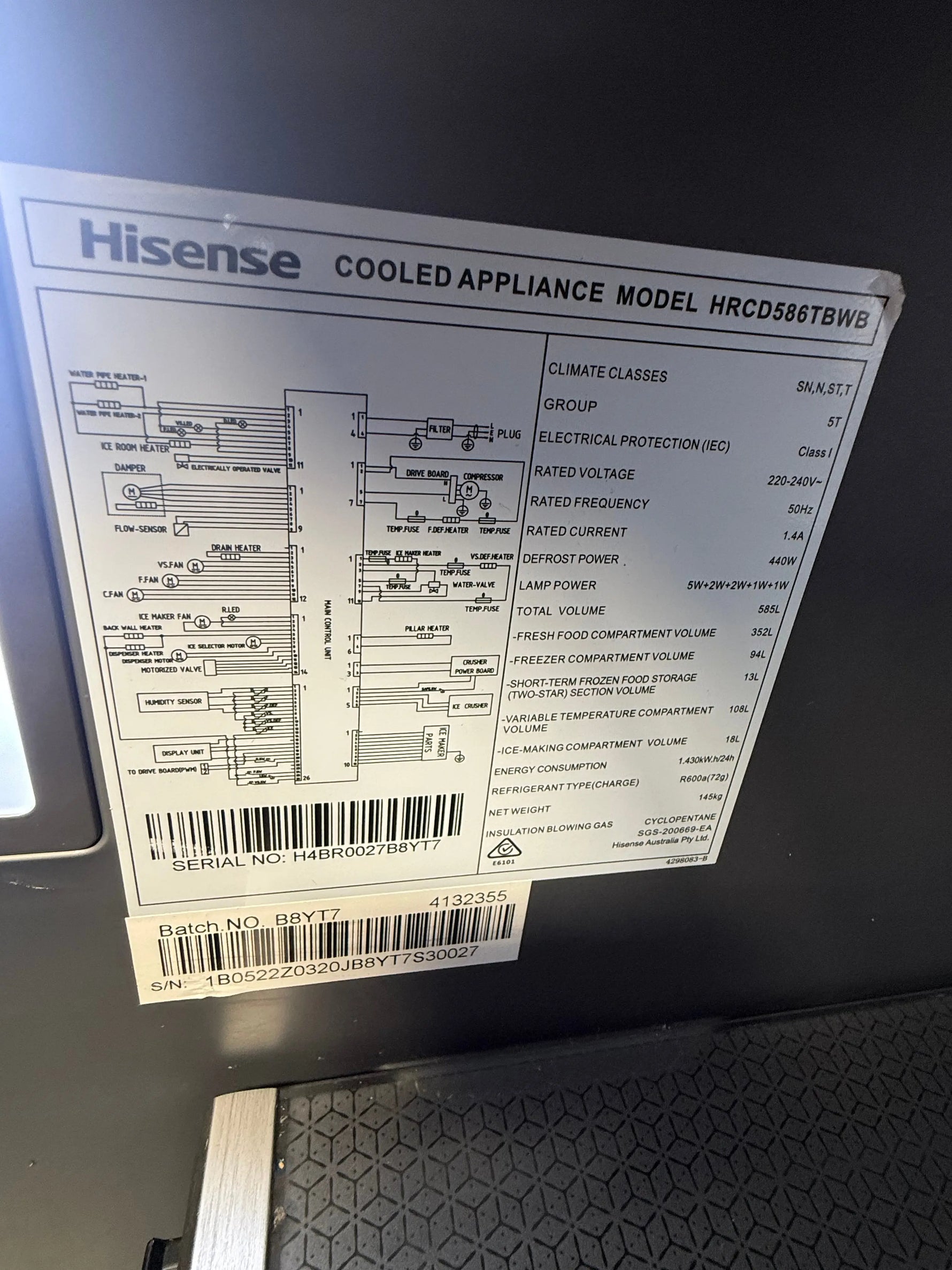 Hisense 585L French Door Fridge – Refurbished | HRCD586TBWB | MELBOURNE