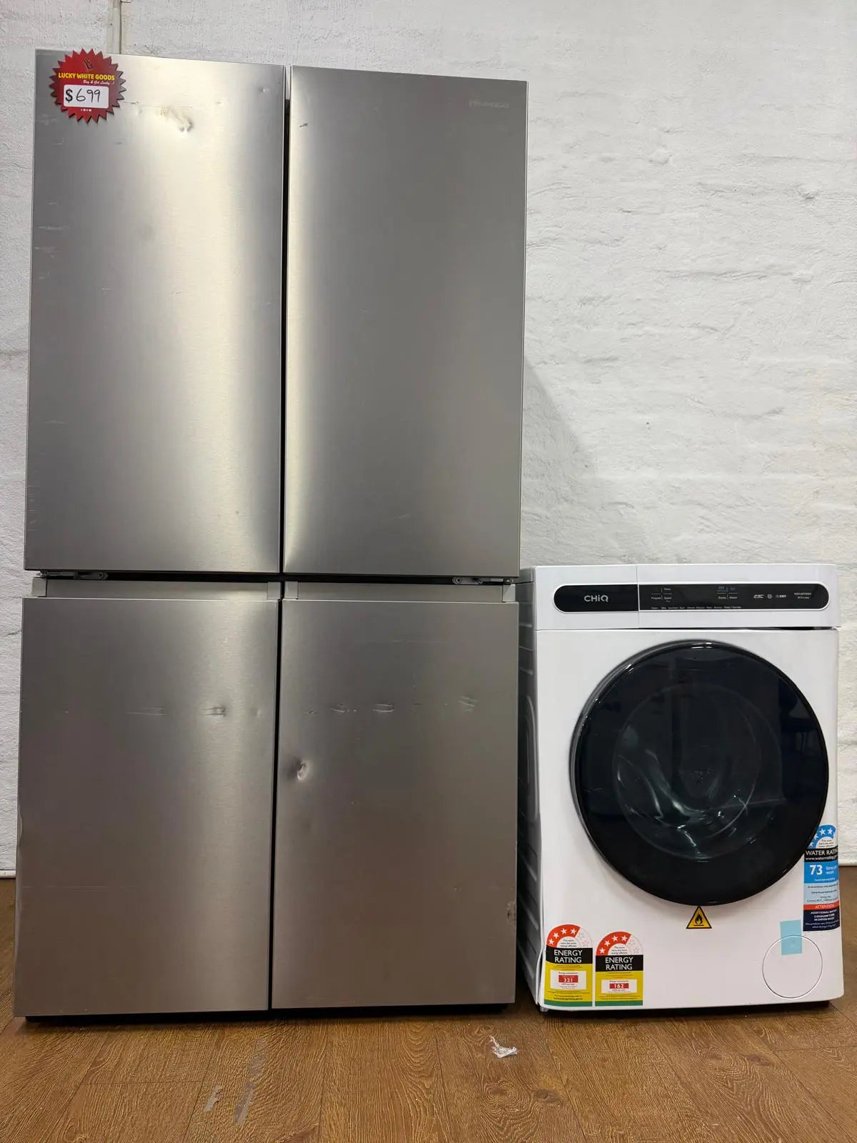 Hisense 609L French Door Fridge + CHiQ 8.5kg/5kg Washer Dryer Combo Package (Refurbished Home Appliance Bundle) | RESERVOIR