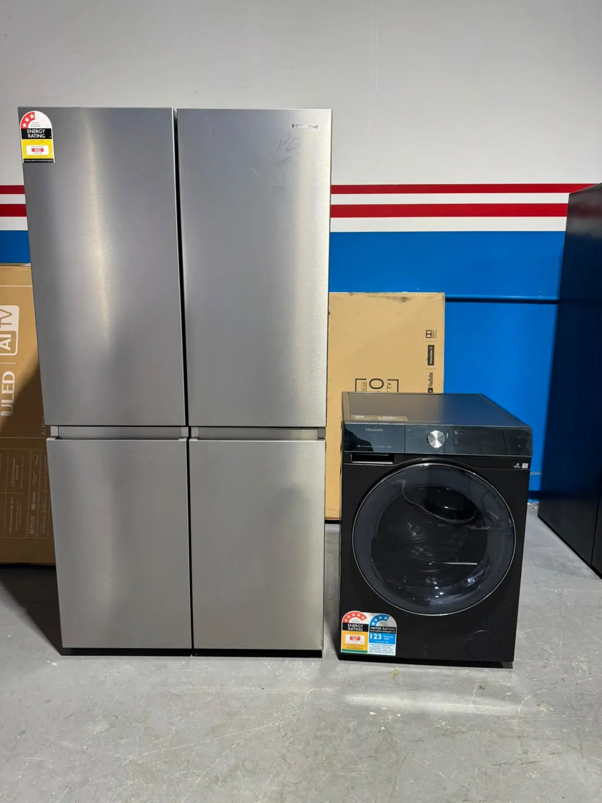 Hisense 609L Quad Door Fridge Freezer + Hisense 12kg Washing Machine (Refurbished) – Combo Deal
