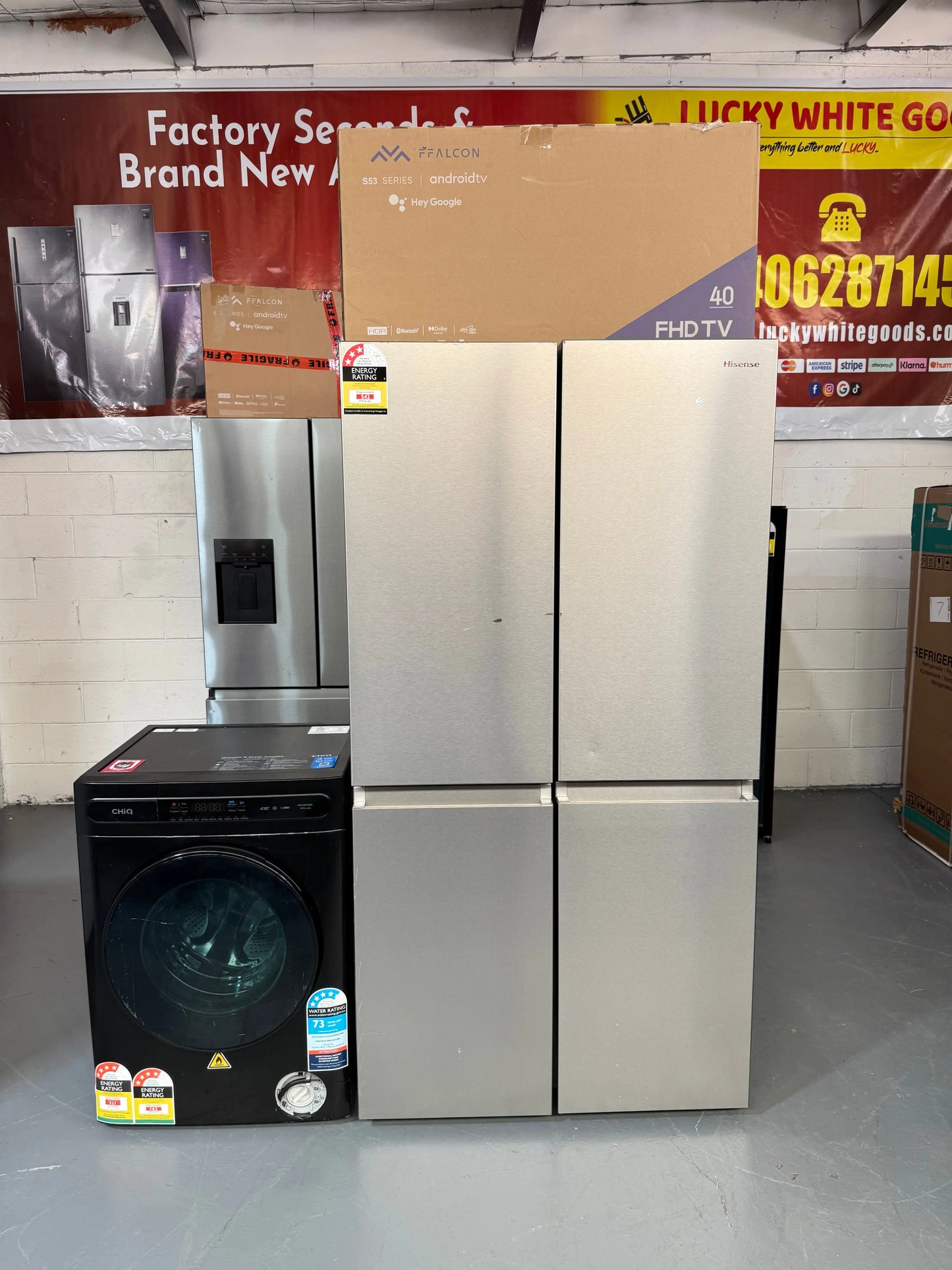 Hisense 610L Fridge + CHiQ 8.5kg Washer + FFALCON 40” TV | SYDNEY