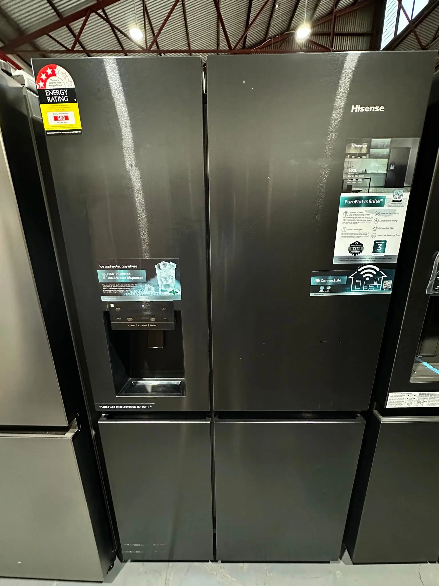 Hisense 632L Side by Side Fridge Freezer (Water Dispenser Only, No Ice Maker) – Refurbished
