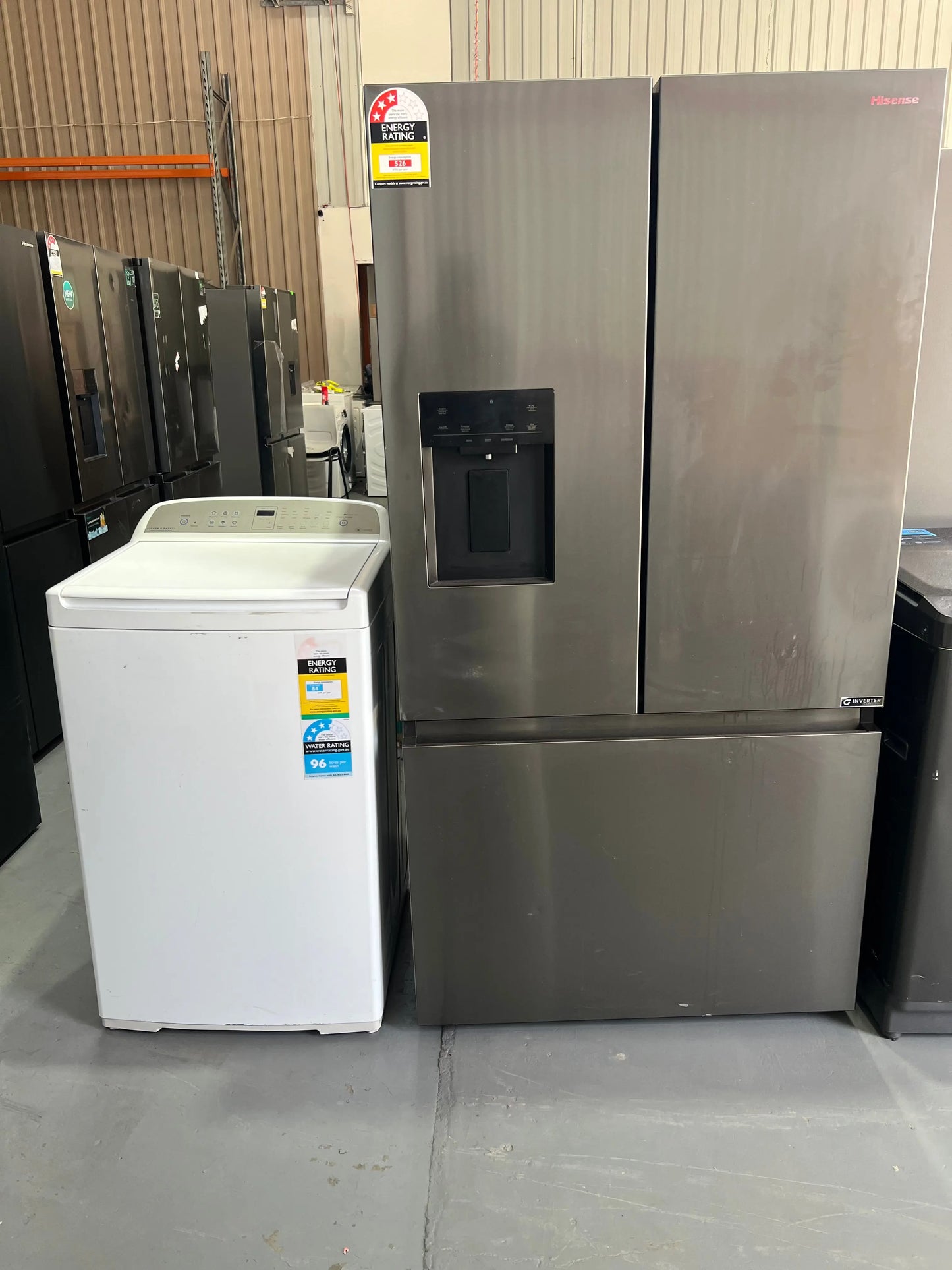 Hisense 634 Litres Fridge Freezer and Fisher and paykel 8.5 Kgs Washing Machine combo | ADELAIDE