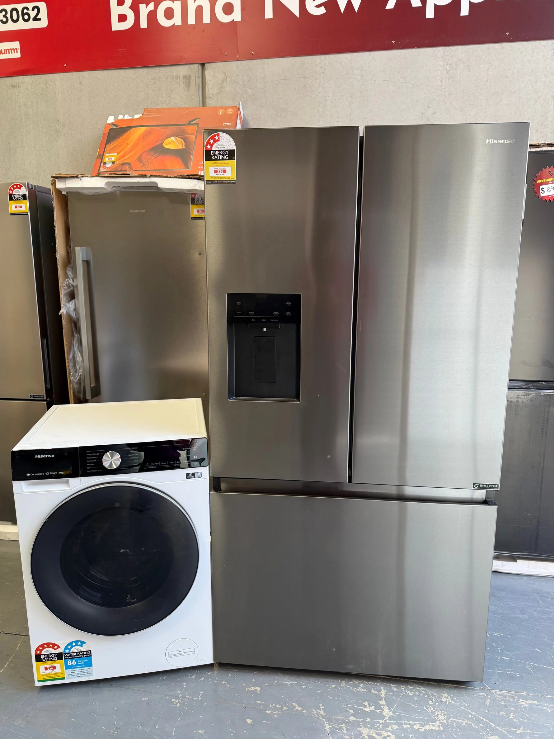 Hisense 634L French Door Fridge & 10kg Front Load Washer Combo – Refurbished | MELBOURNE