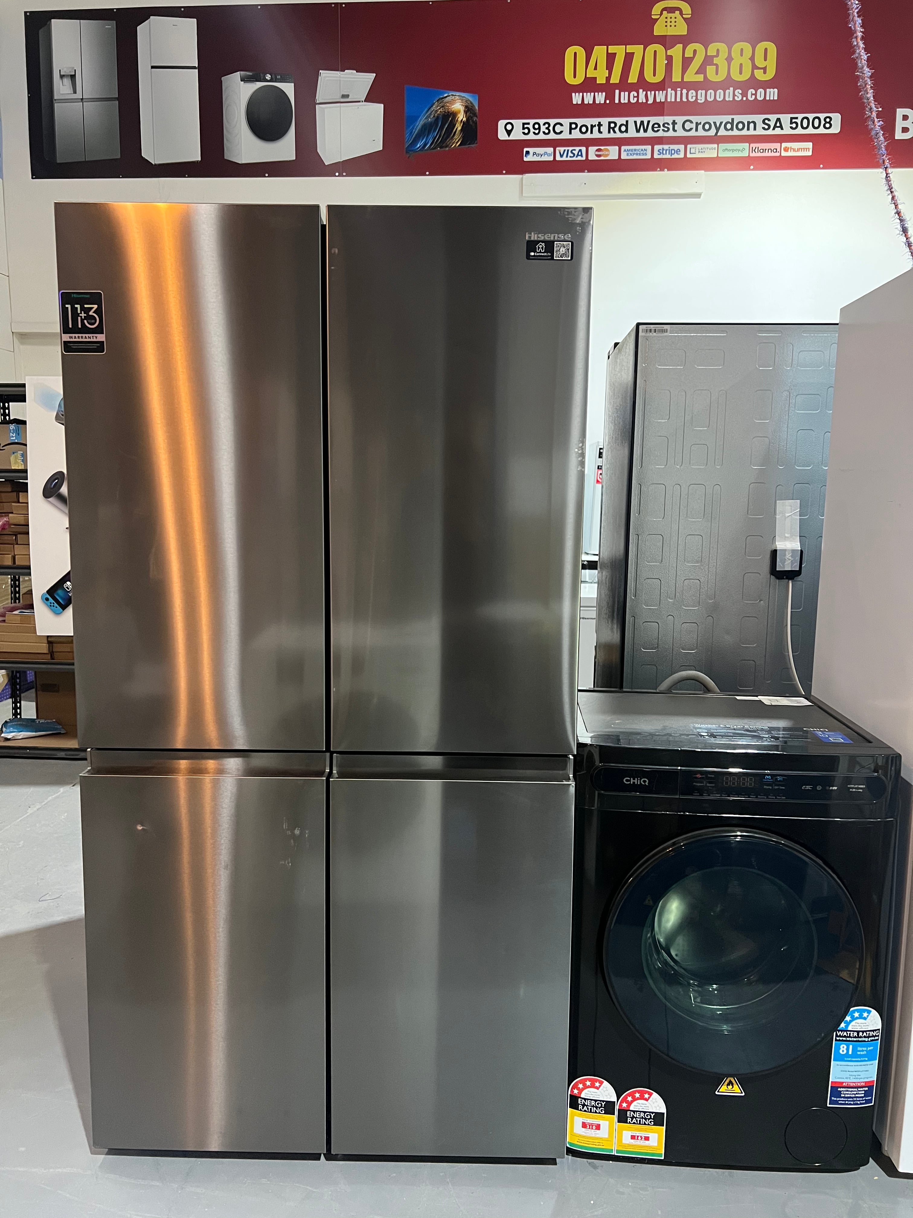 Hisense 640 Litres Fridge Freezer And Chiq 8kgs Washing Machine | ADELAIDE