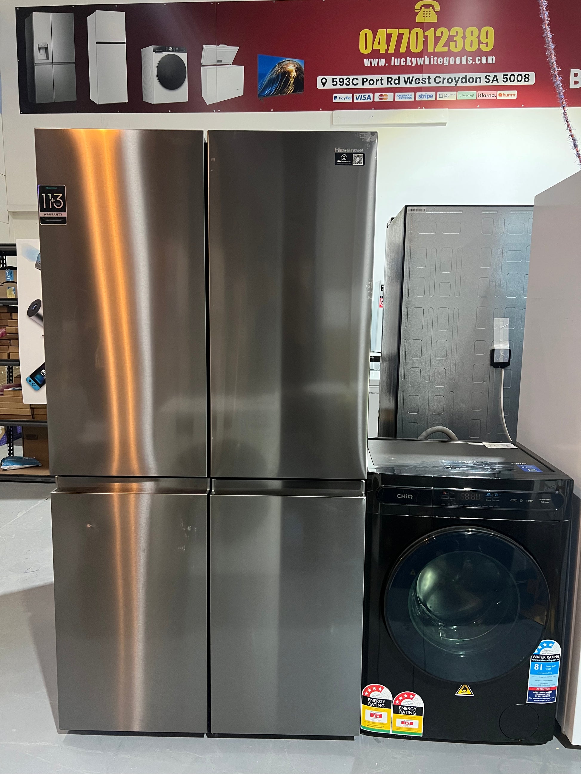 Hisense 640 Litres Fridge Freezer And Chiq 8kgs Washing Machine | ADELAIDE
