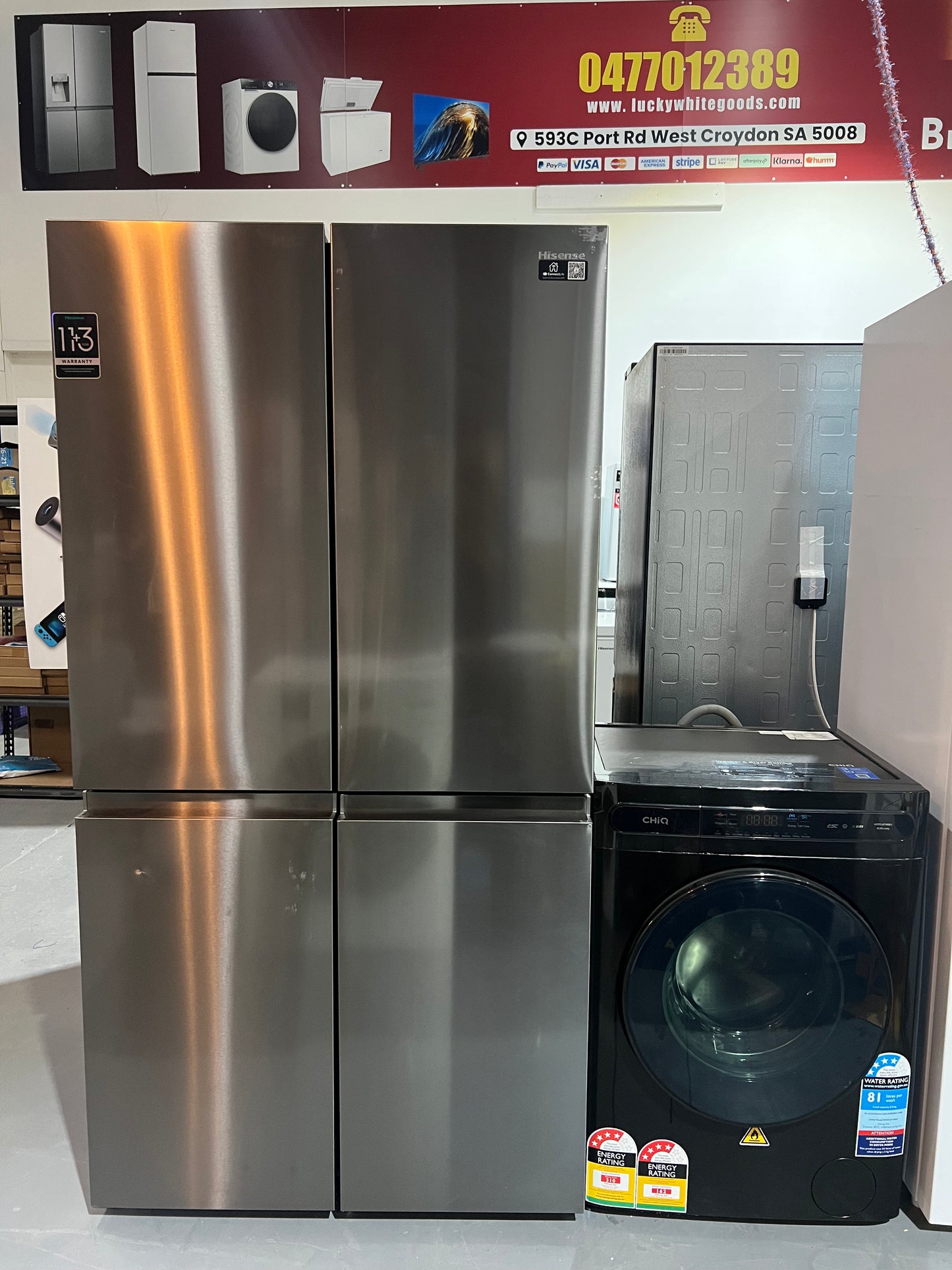 Hisense 640 Litres Fridge Freezer And Chiq 8kgs Washing Machine | ADELAIDE