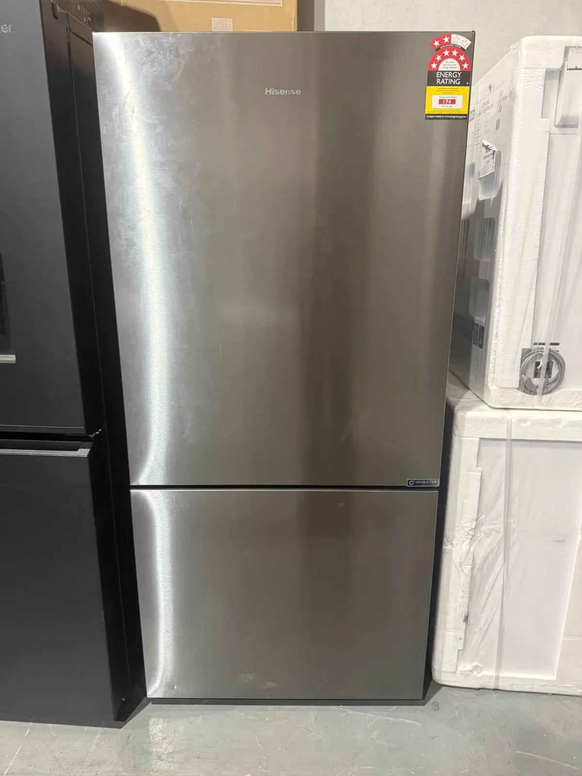 Hisense HRBM503E 500L Bottom Mount Fridge Freezer – Refurbished (Dark Stainless Steel, Inverter, Frost Free) | MELBOURNE