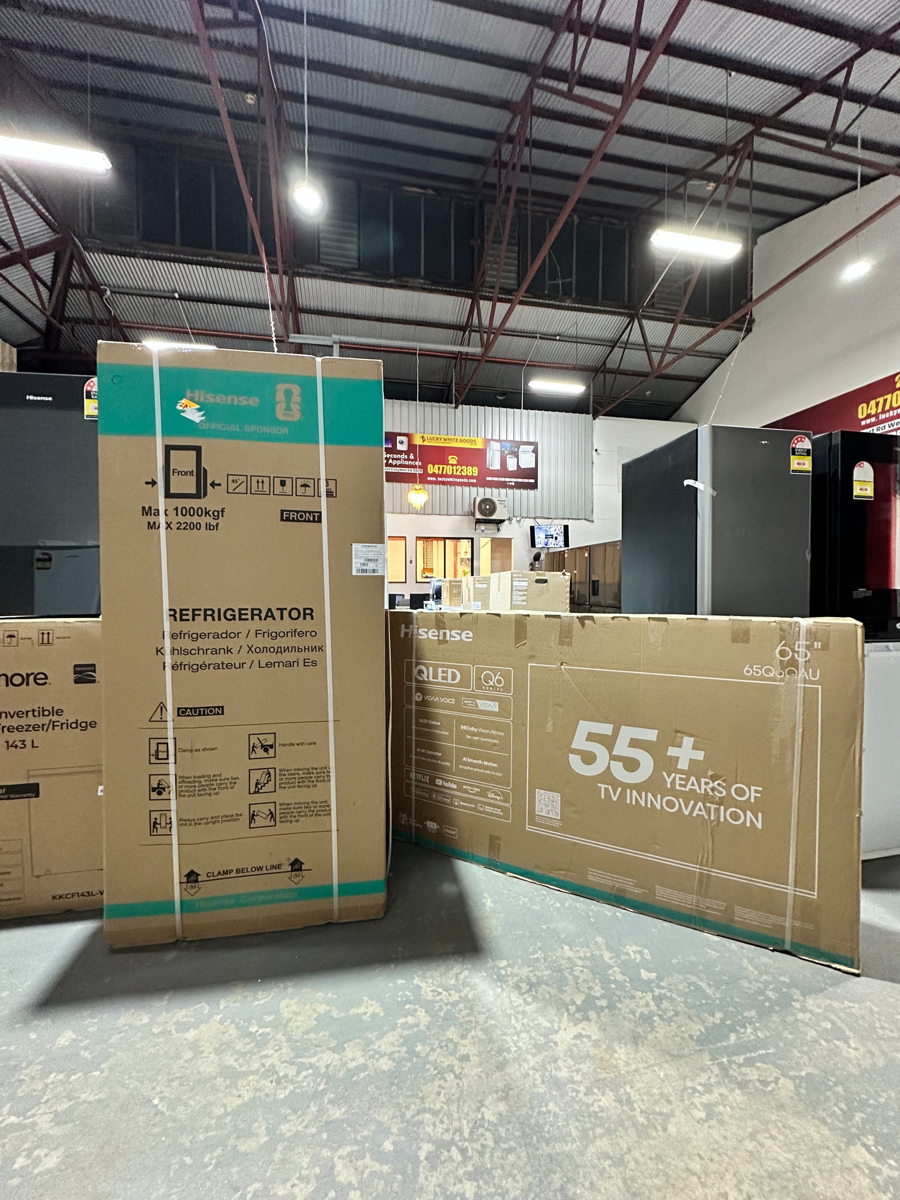 Hisense 503L Bottom Mount Fridge Freezer + Hisense 65” Q6QAU QLED Smart TV – Carton Damage / Factory Refurbished | ADELAIDE