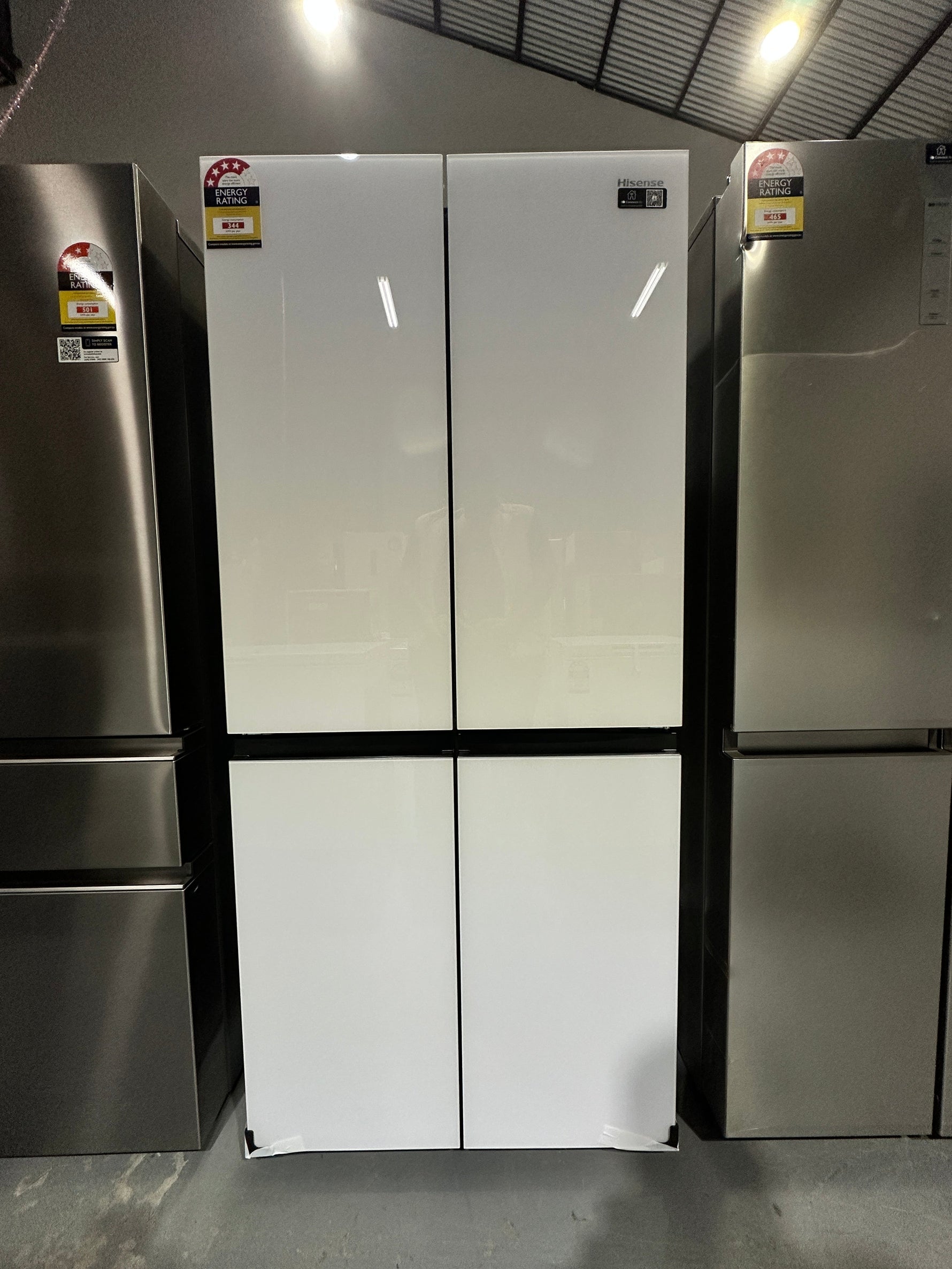 Hisense 483L French Door Fridge Freezer – White Glass Finish | HRCD483G | ADELAIDE
