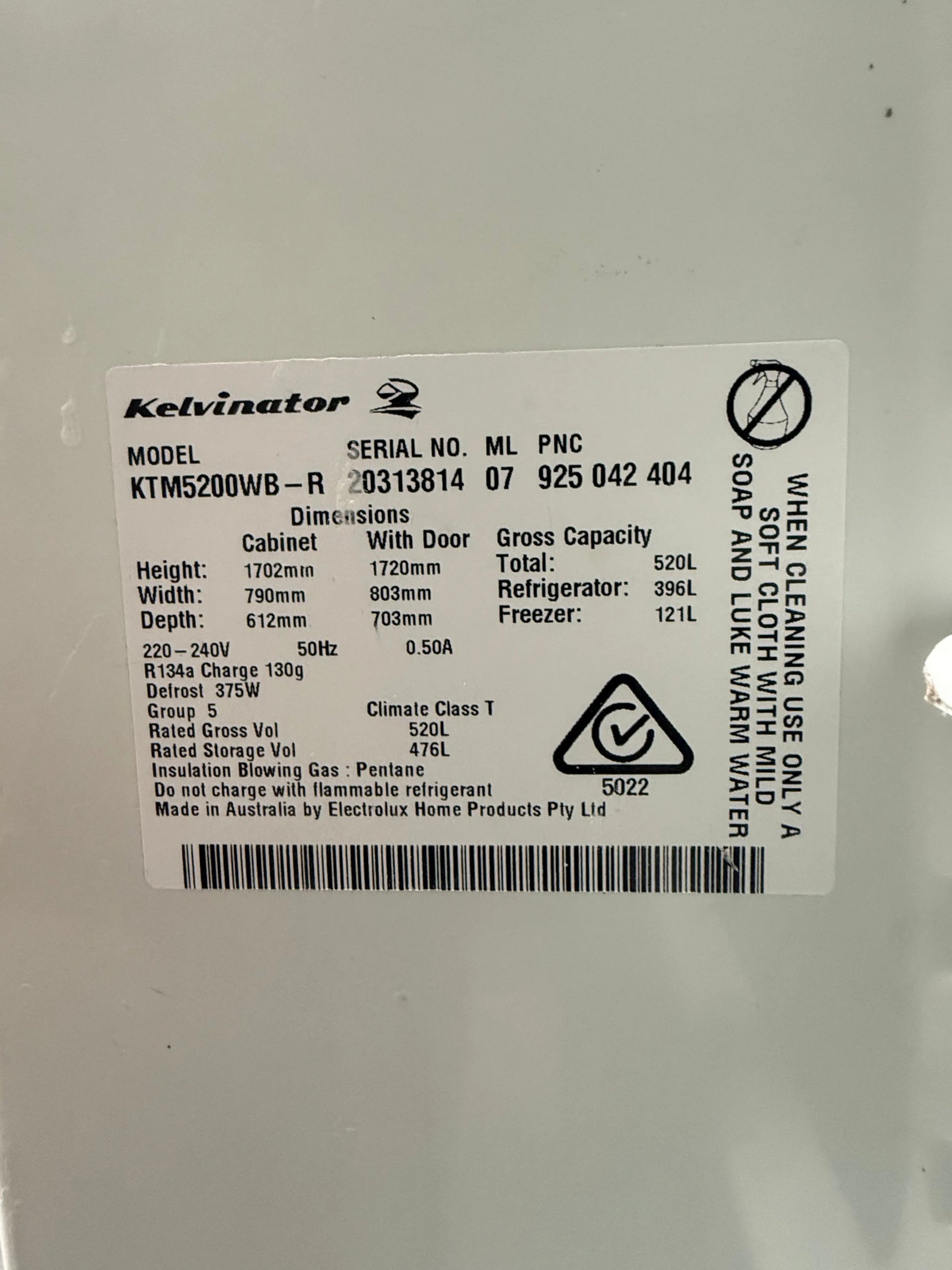 Kelvinator 520L Top Mount Fridge – Refurbished | KTM5200WB | MELBOURNE