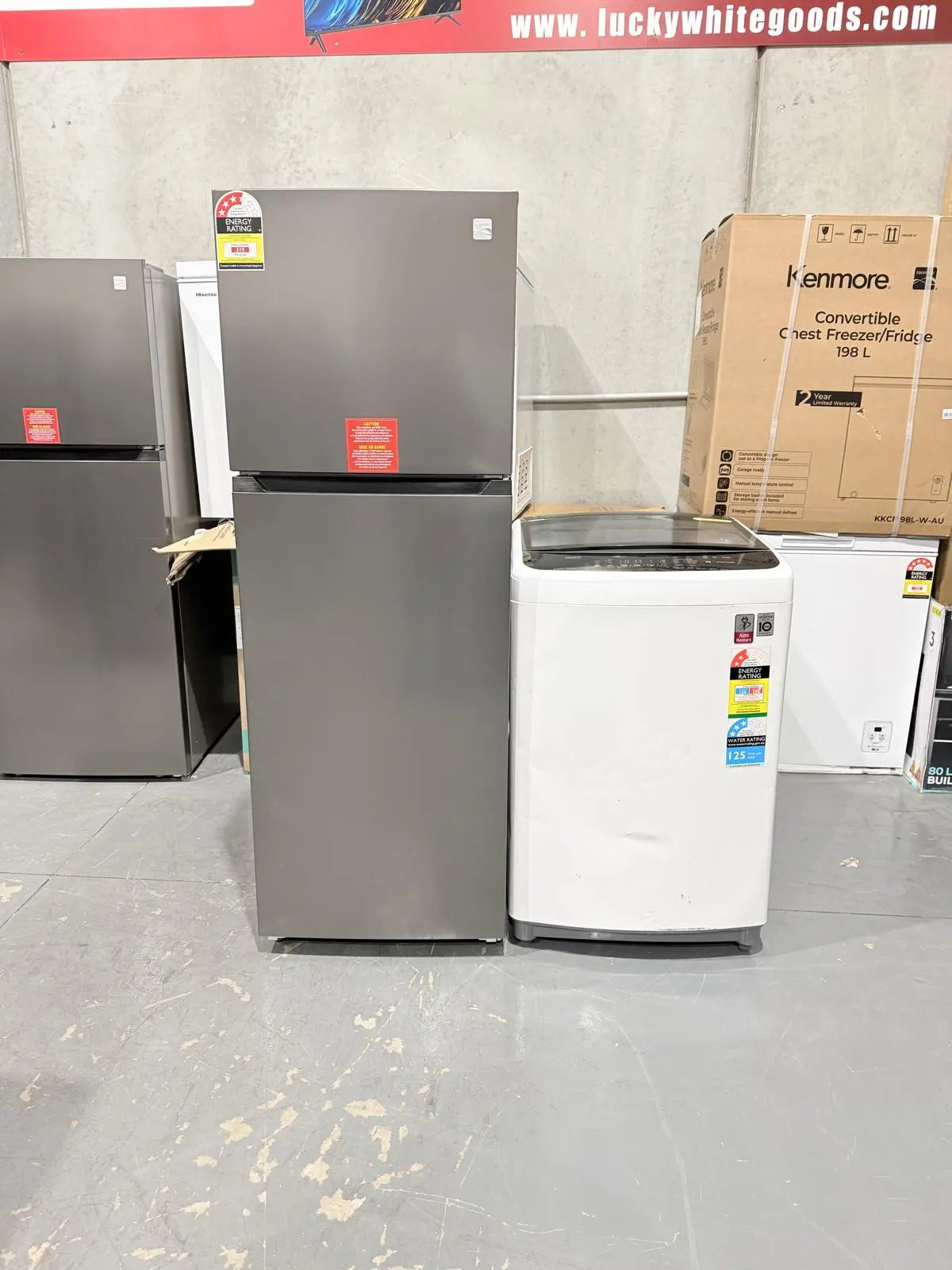 Kenmore 334L Fridge Freezer (Brand New, 2-Year Warranty) + LG 8.5kg Washing Machine (3-Month Warranty) – Combo Deal | MELBOURNE