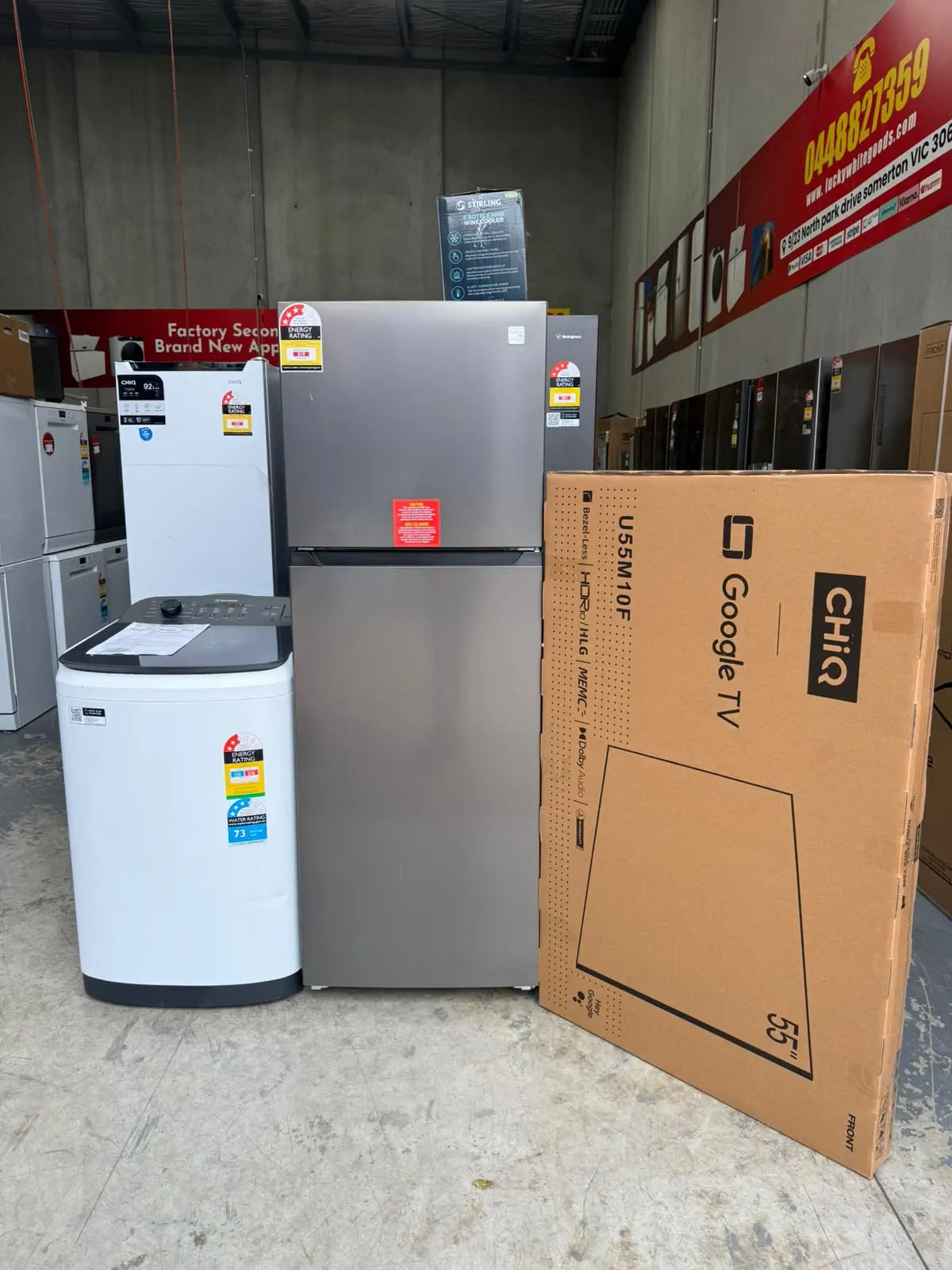 Kenmore 334L Fridge + Westinghouse 6kg Washer + CHiQ 55" ULED TV Bundle – Factory Second | MELBOURNE
