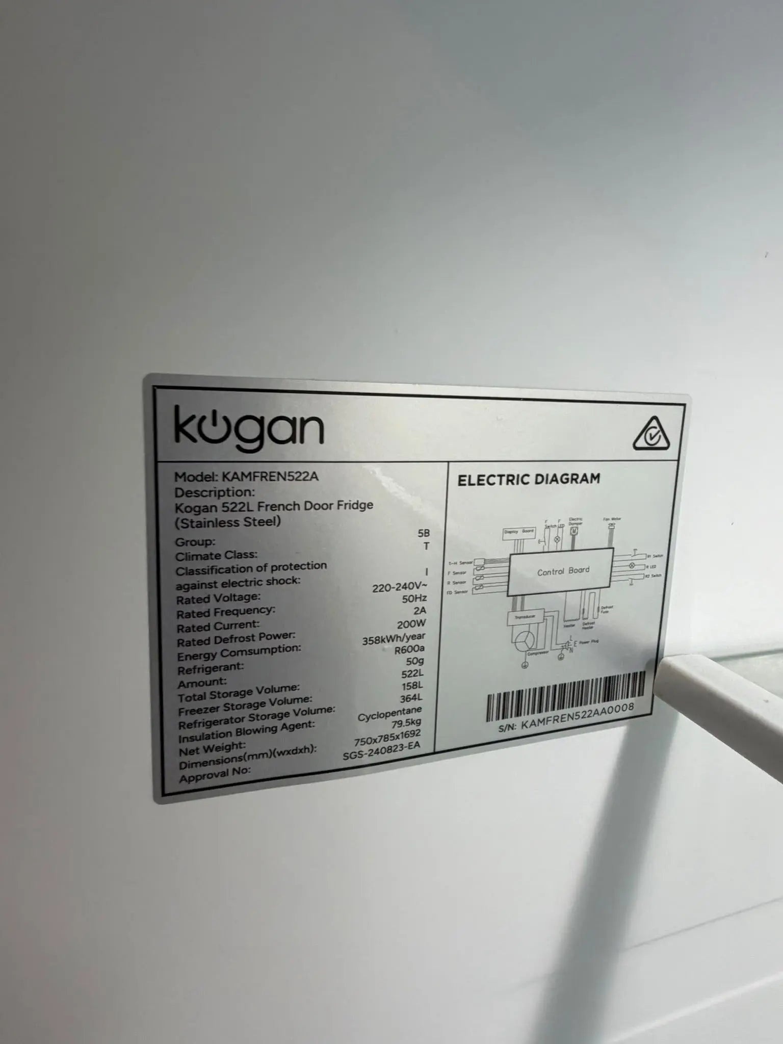 Kogan 522L French Door Fridge Freezer – Refurbished | BRISBANE