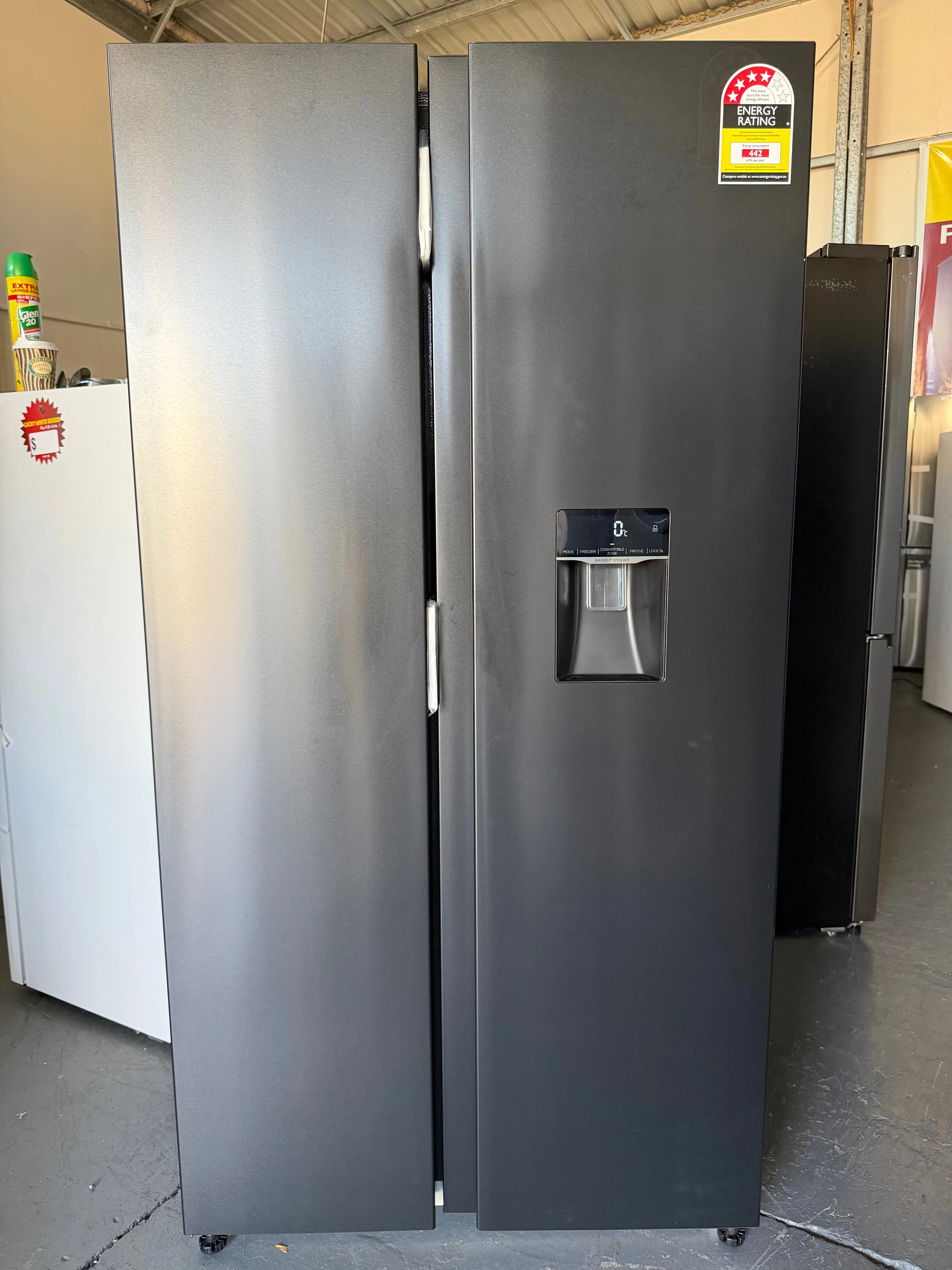 Kogan 592L Side by Side Fridge with Water Dispenser (Black Stainless Steel) | BRISBANE