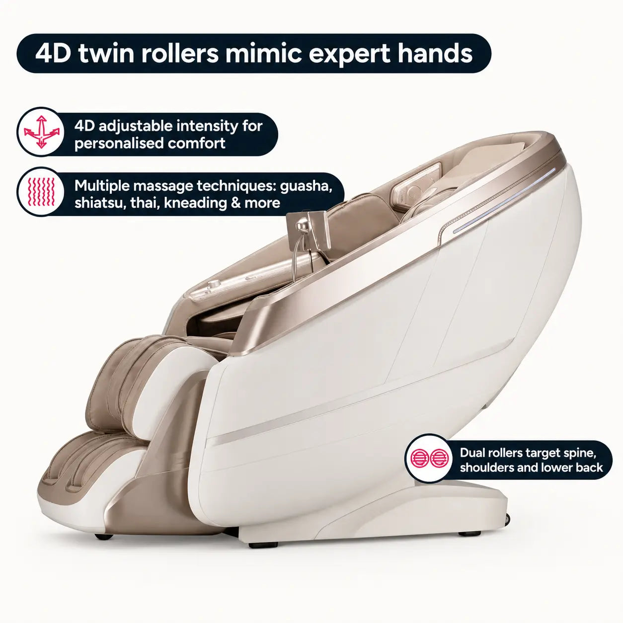 Kogan VitalityElite 4D Zero-Gravity SL-Track Massage Recliner Chair (Beige) | SYDNEY
