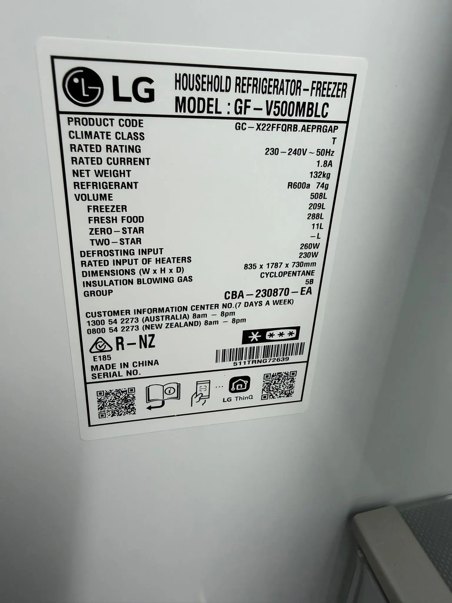 LG 508L Fridge Freezer – Near New