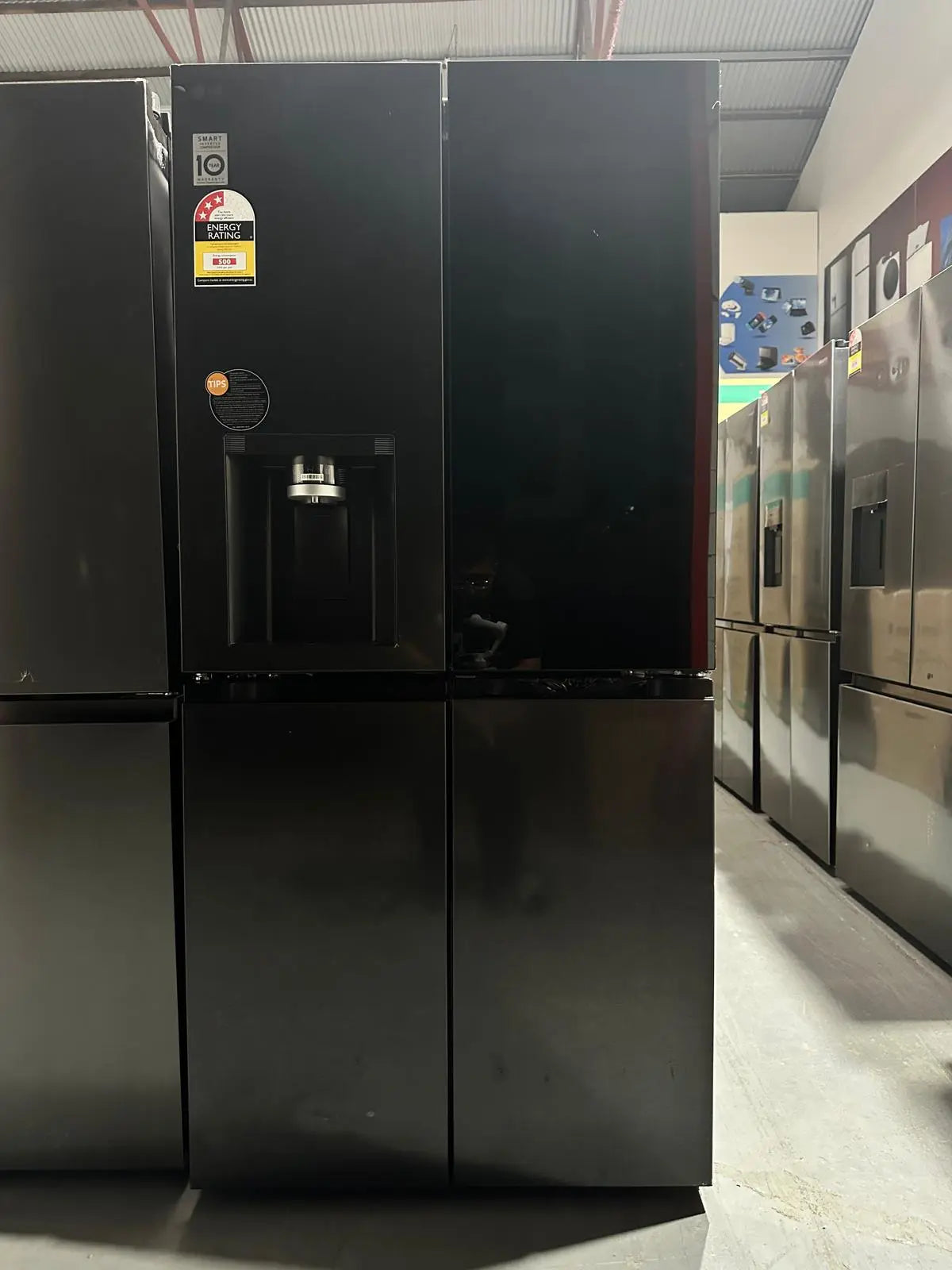 LG 508L InstaView Quad Door Fridge Freezer – Factory Seconds (Plumbed Ice & Water, Smart Inverter, Matte Black) | ADELAIDE
