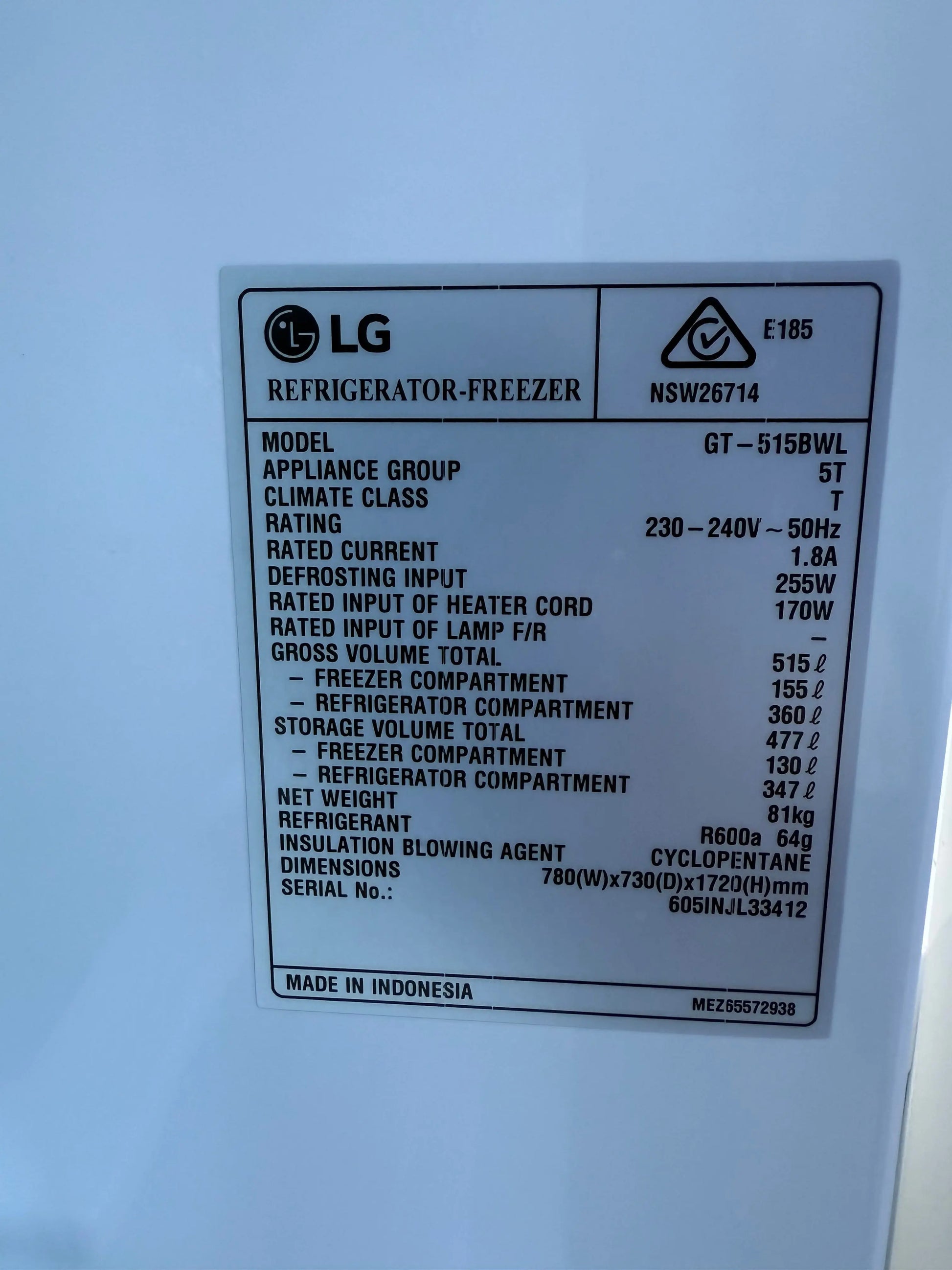 LG 515L Top Mount Fridge – Westinghouse 7.5kg Front Load Washer | MELBOURNE