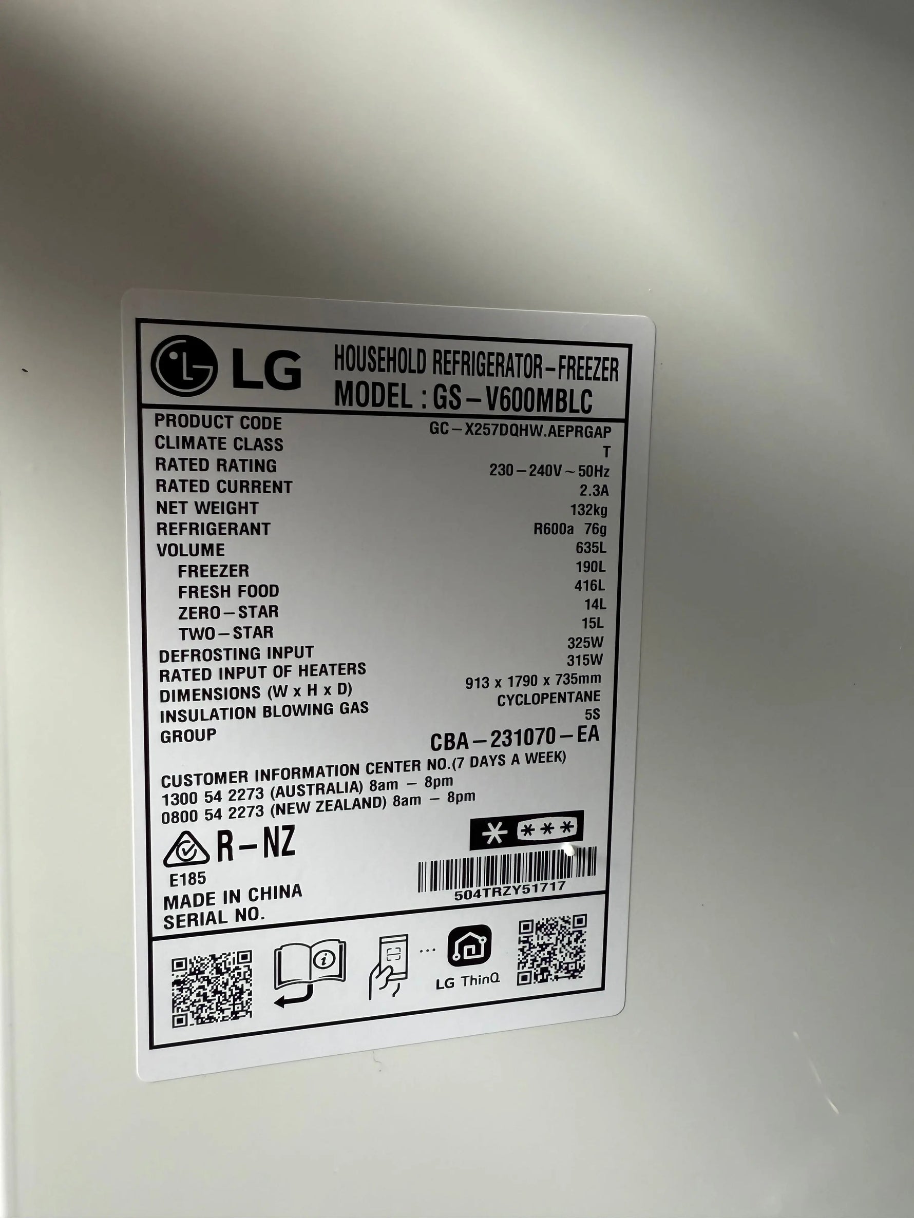 LG Side-by-Side Fridge – Factory Seconds | GS-V600MBLC | MELBOURNE